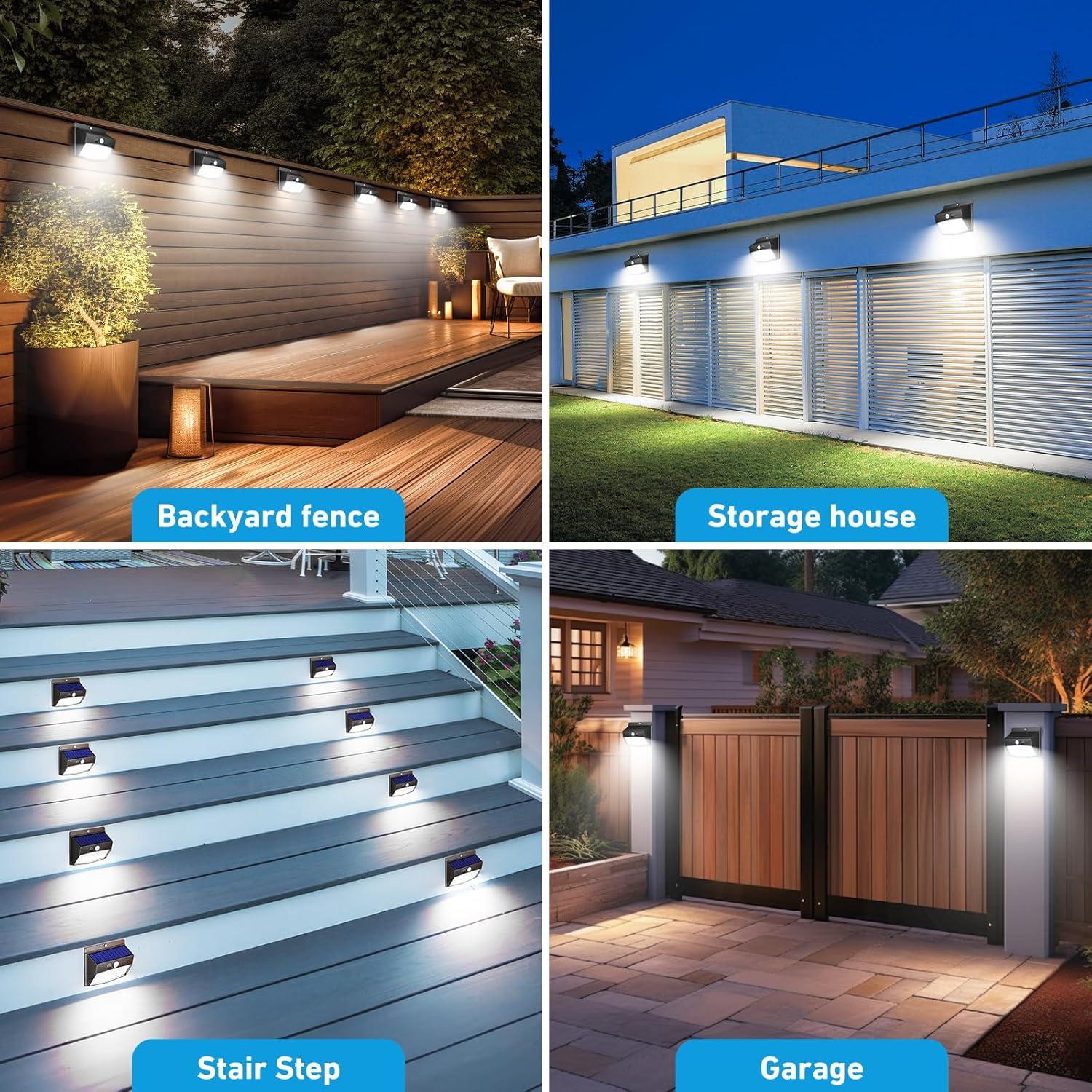 6-Pack Black Solar LED Motion Sensor Security Lights