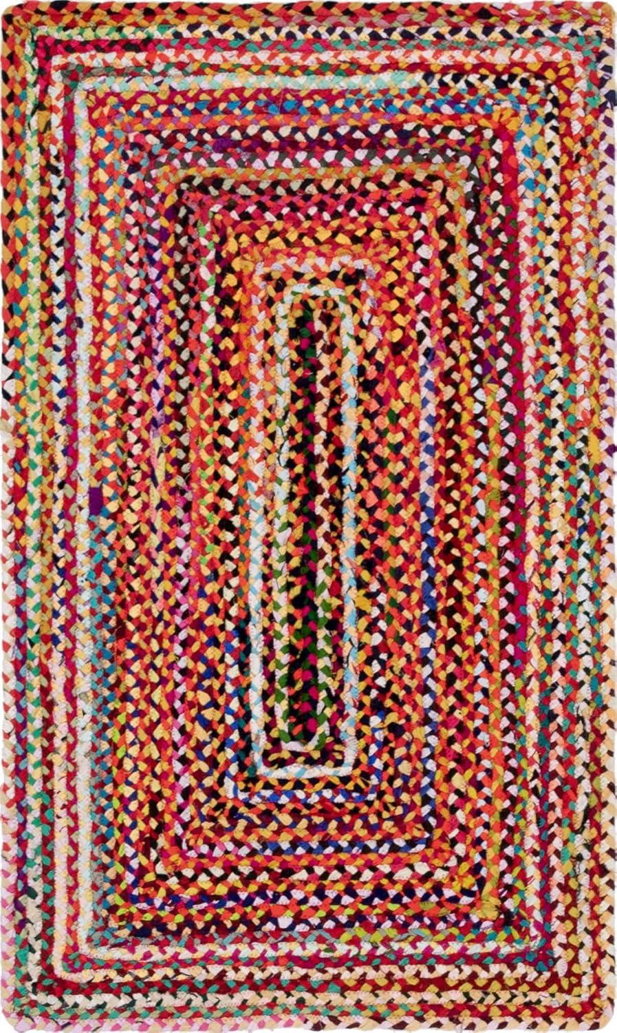 Unique Loom Braided Chindi Collection Area Rug - Layer (3' 3" x 5' 1" Rectangle Multi/Blue)