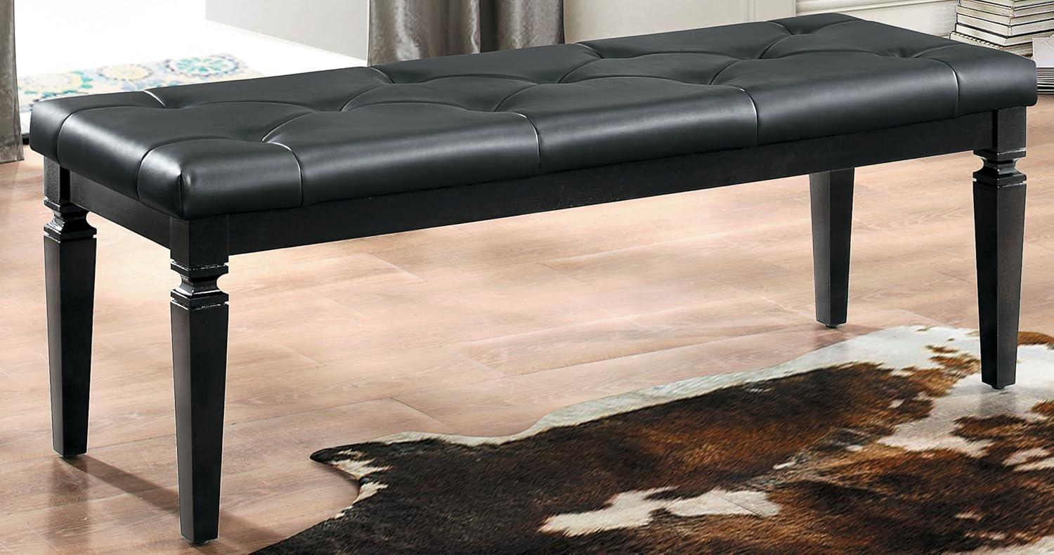 Faux Leather Tufted Wooden Bed Bench, Black - Saltoro Sherpi