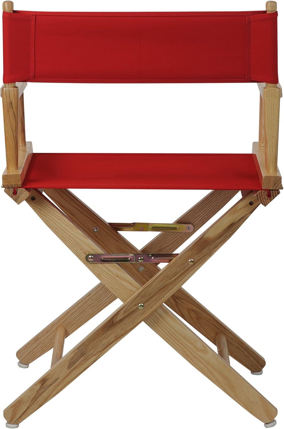 206-00-032-11 18 in. Extra-Wide Premium Directors Chair, Natural Frame with Red Color Cover