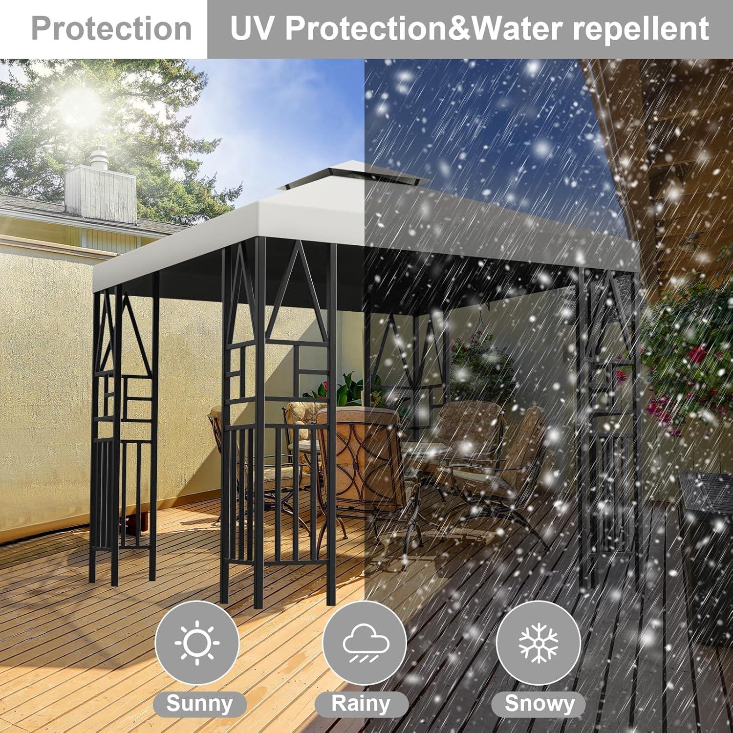 Sunny Replacement Canopy Top Cover for 10'X10' Gazebo Polyester Double Tiers for Outdoor Garden Patio Pavilion Sunshade