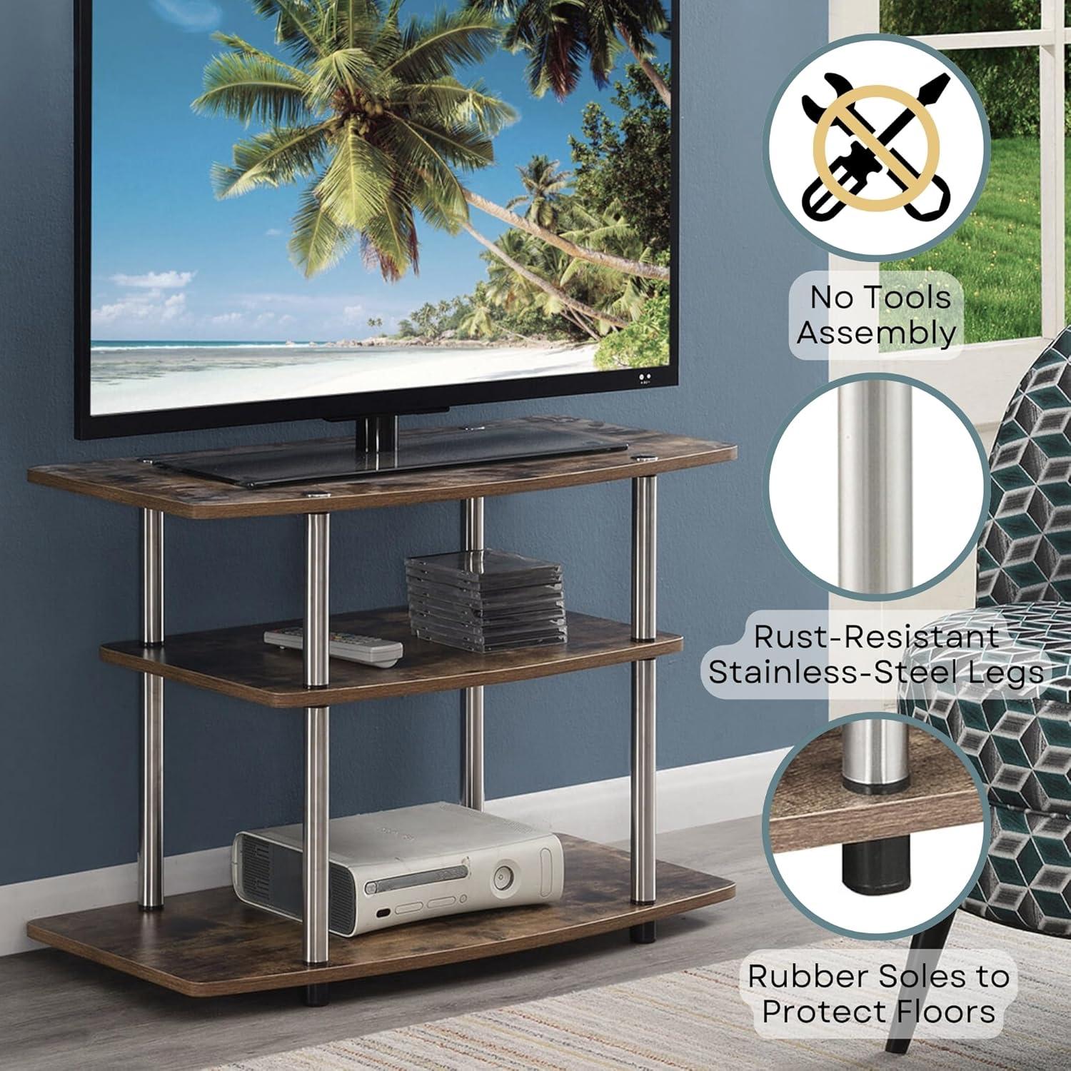 Convenience Concepts Designs2Go No Tools 3 Tier TV Stand, Barnwood