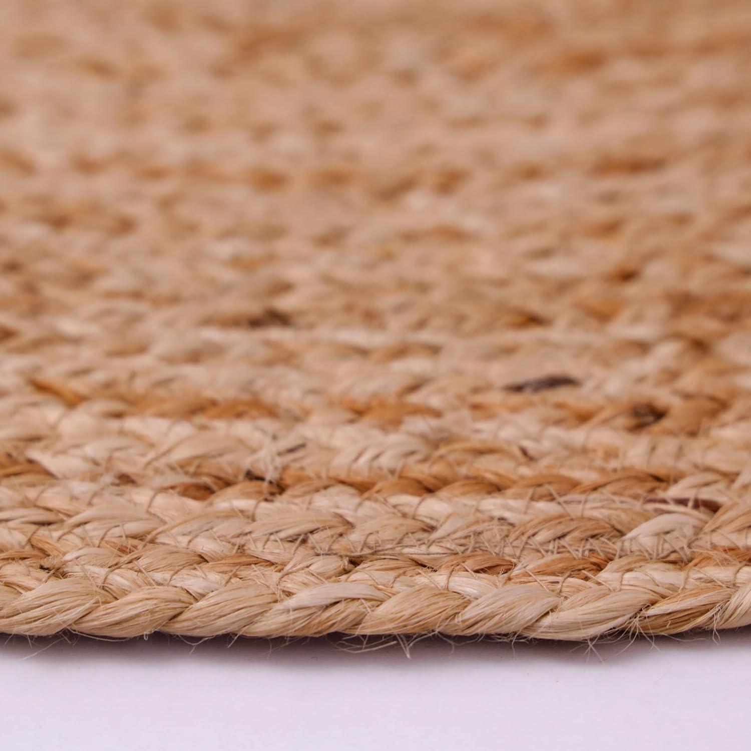 Nuloom 4 Round Rigo Jute Hand Woven Indoor Area Rug, Natural, Solid Farmhouse Design, Natural Fiber Bedroom, Living Room, Kitchen,