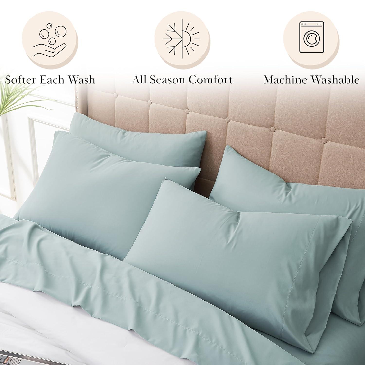 Sky Blue Queen Deep Pocket Microfiber Sheet Set