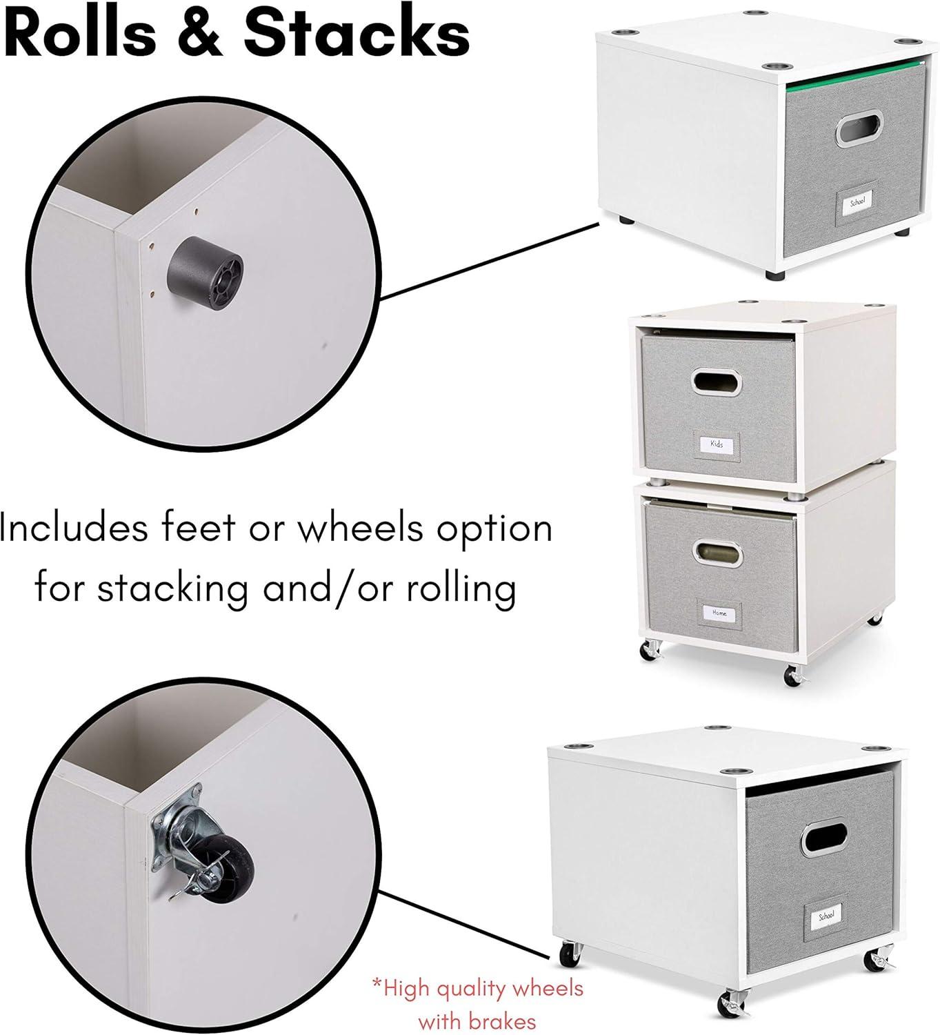 U-SHARE Rolling File Cabinet with 1 Lateral Drawer – Decorative Storage Shelf for, Blankets, Books, Files, Magazines, Toys, etc – Removable Bin with Handles – Under Desk Office Living Room Home