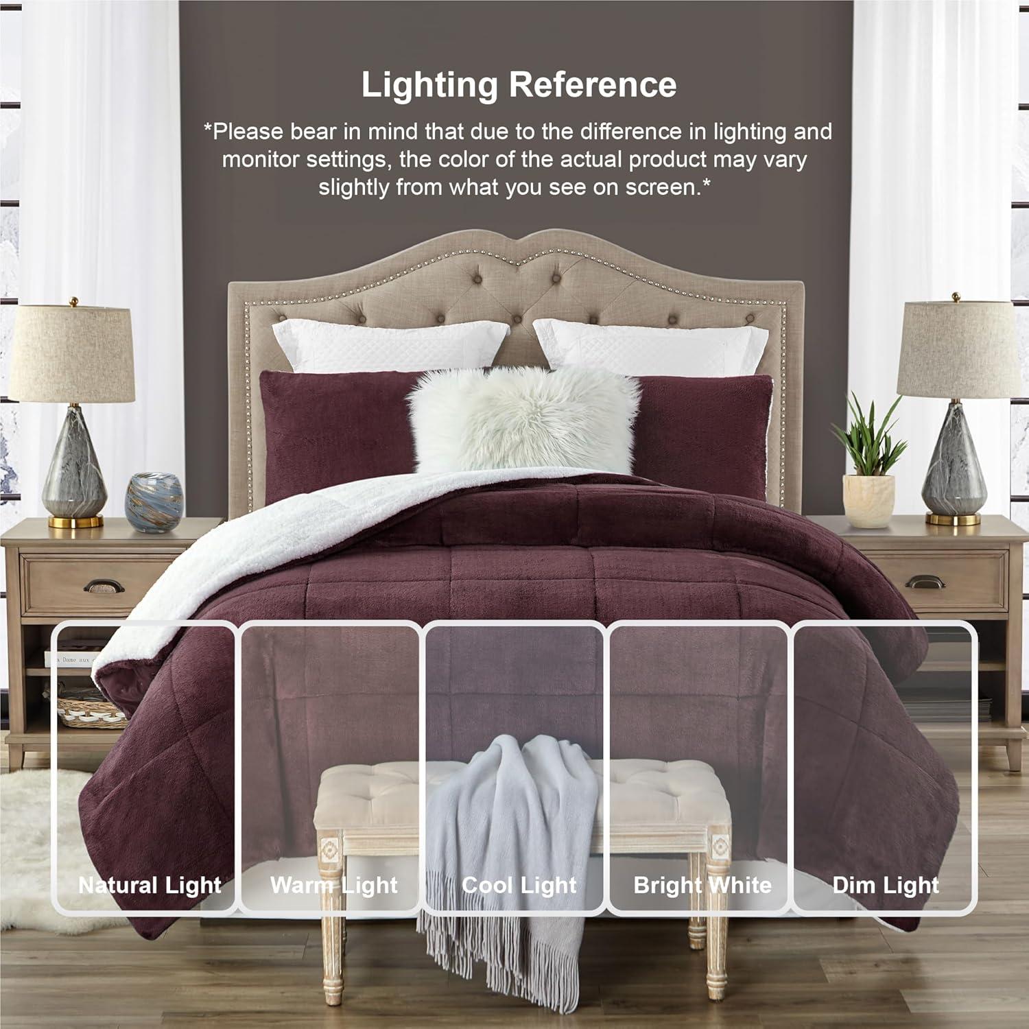 Swift Home Ultra Plush Reversible Faux Fur and Sherpa 3-Piece Comforter Set