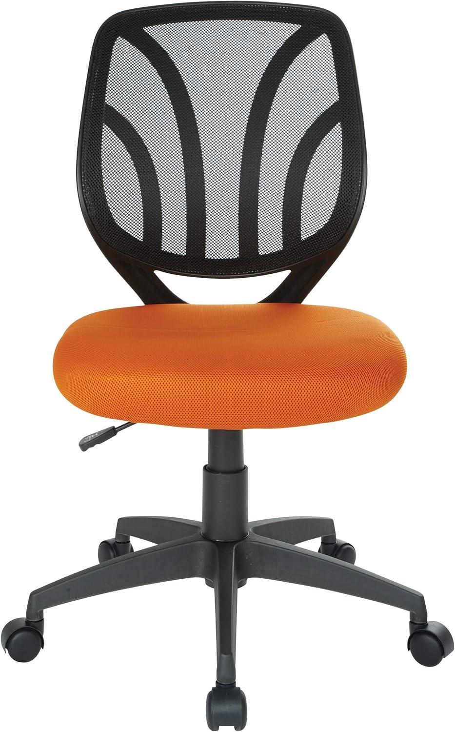 Adjustable Orange Mesh Fabric Task Chair with Metal Swivel Base