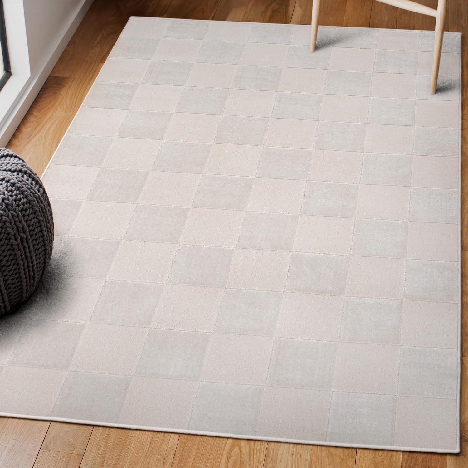 JONATHAN Y Thea Modern Geometric Checkerboard High-Low Area Rug