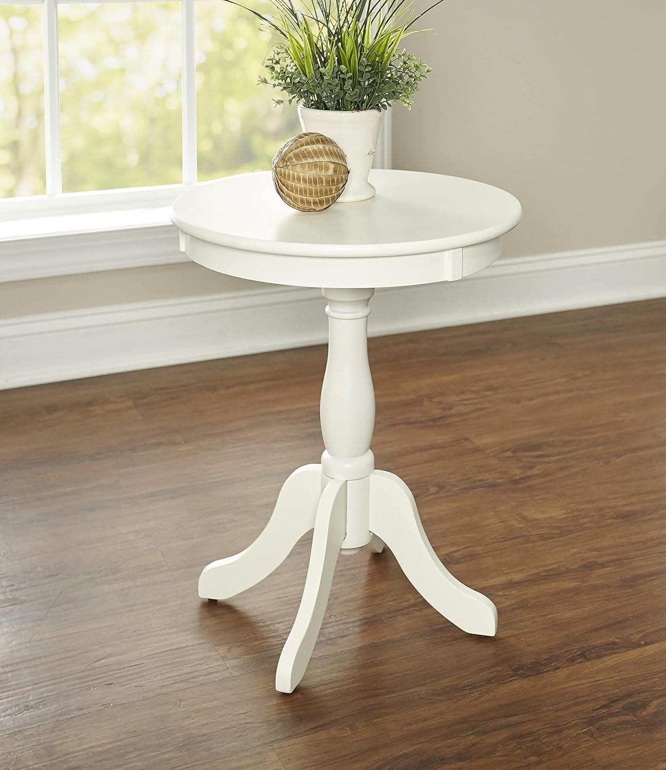 Powell Round Accent, White Table, 18 x 22 x 18