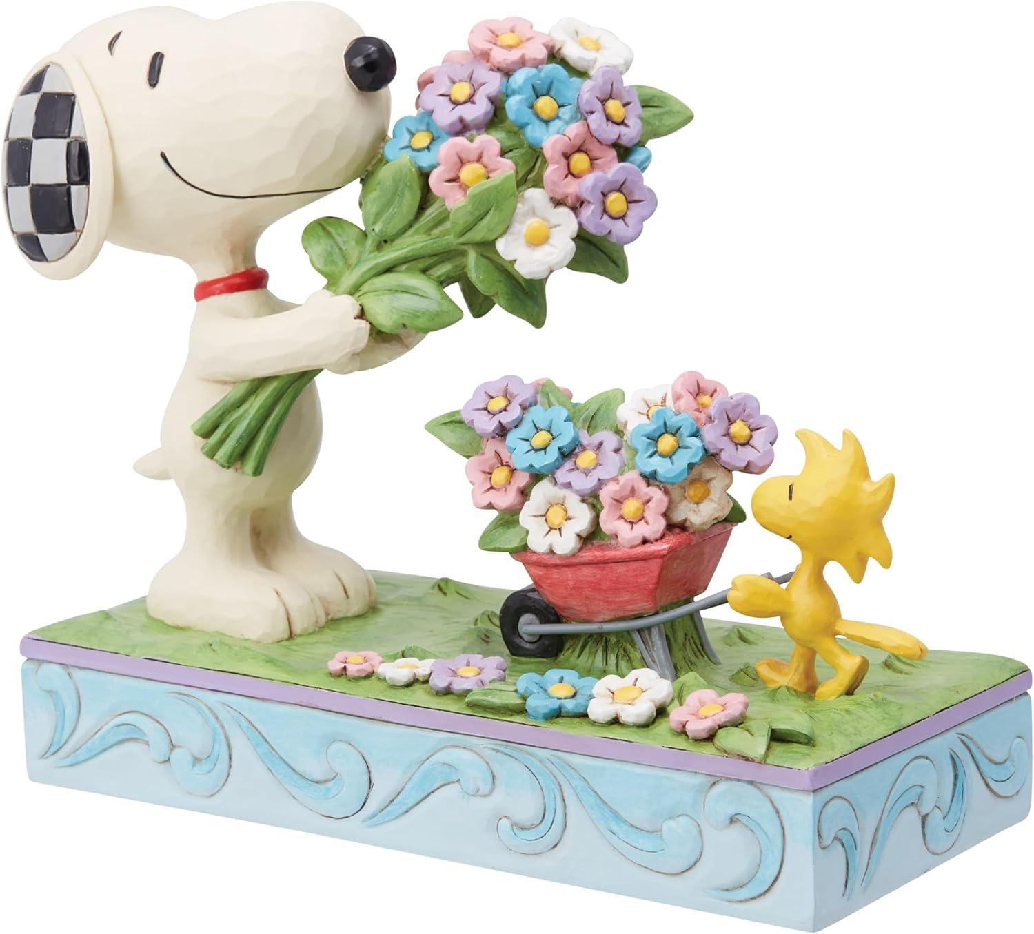 Jim Shore Fresh Picked Blooms - One Figurine 6 Inch, Polyresin - Snoopy Woodstock Flowers 6014344
