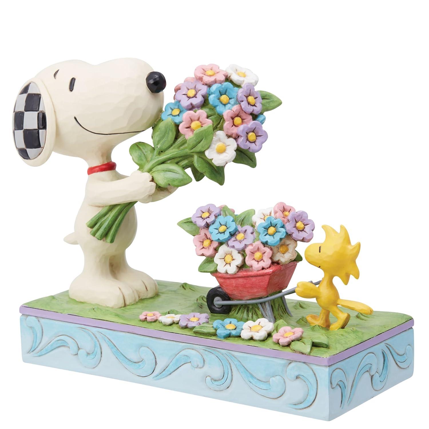 Jim Shore Fresh Picked Blooms - One Figurine 6 Inch, Polyresin - Snoopy Woodstock Flowers 6014344