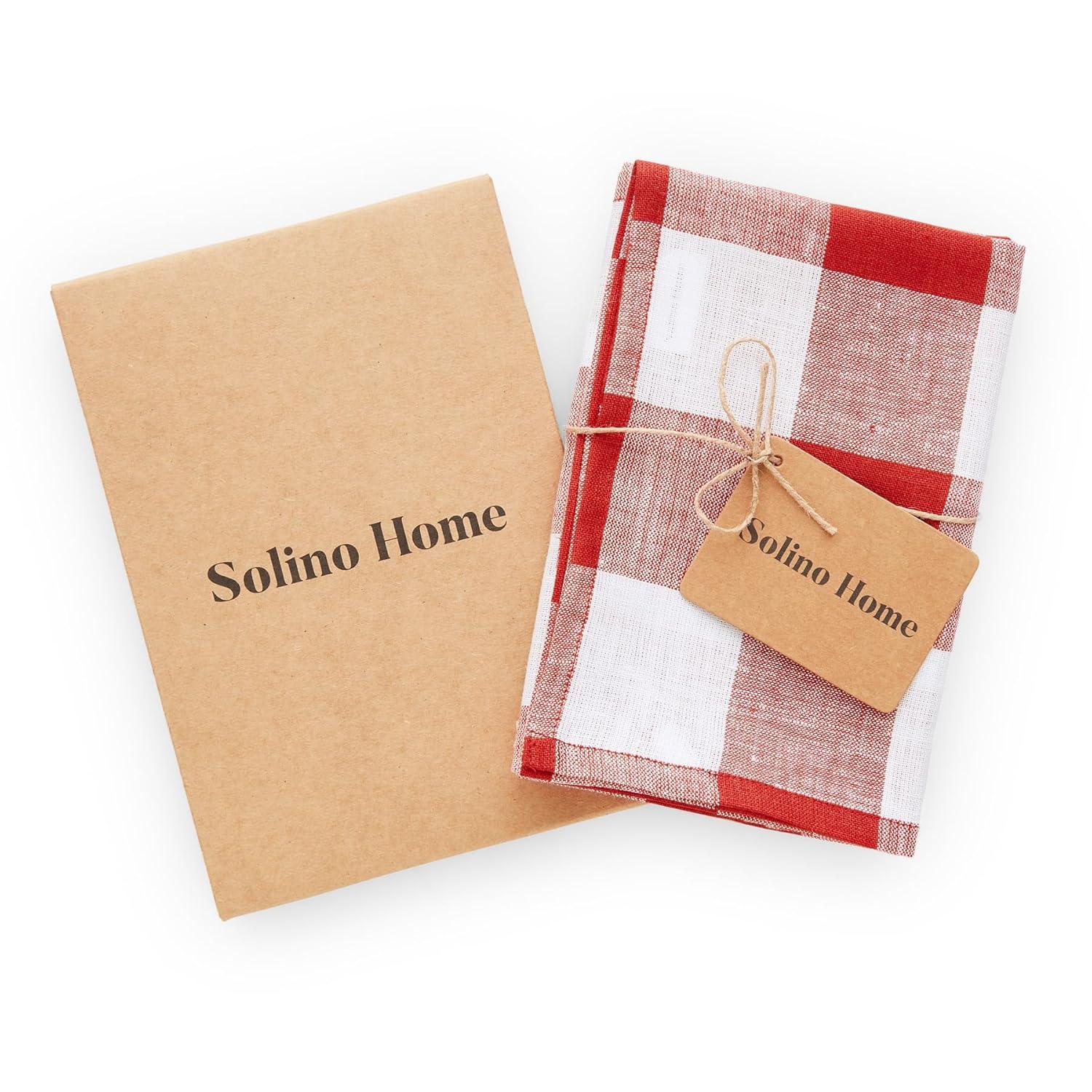 Solino Home Buffalo Checks - 100% Pure Linen Kitchen Towel (Set of 2)