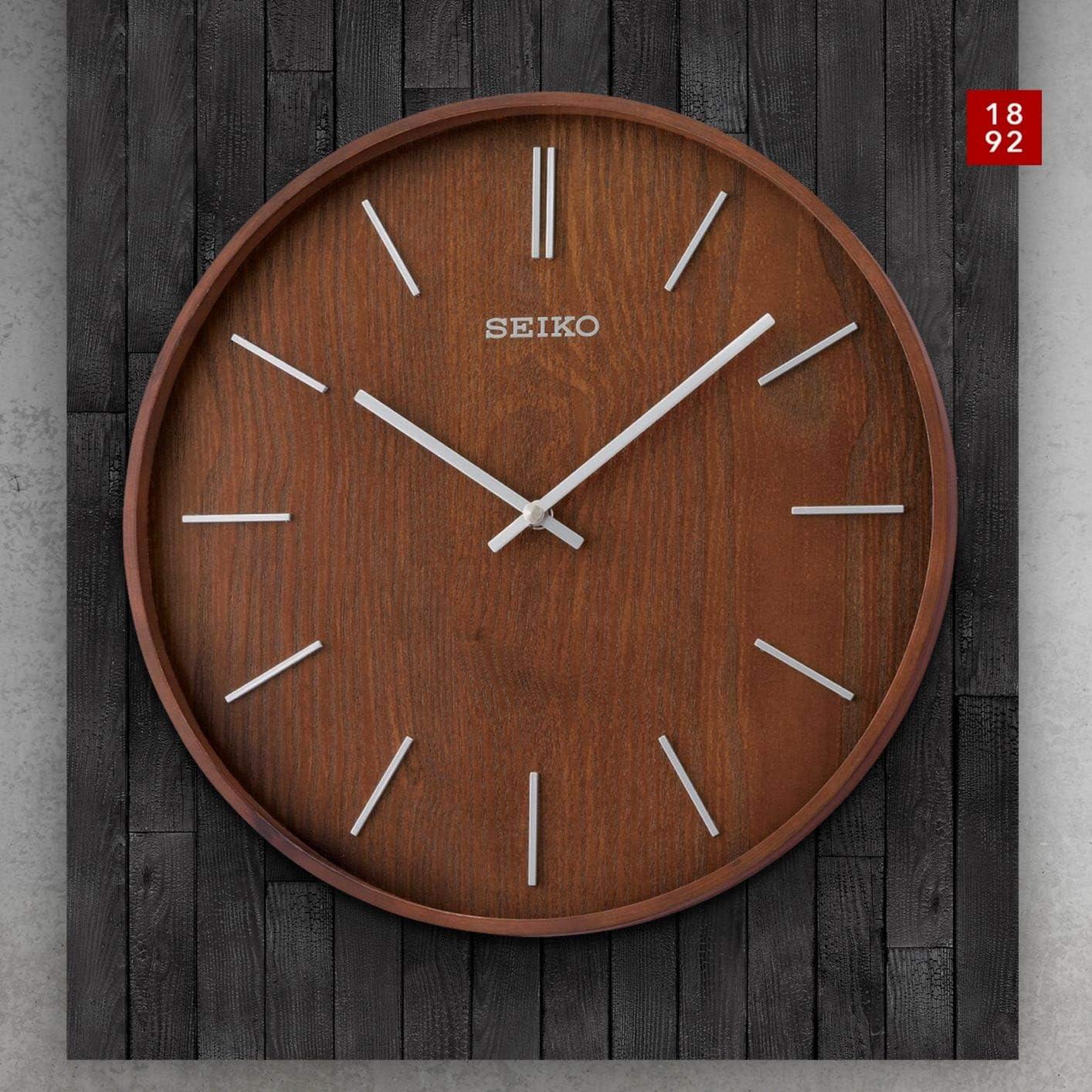 Seiko 13" Maddox Wooden Wall Clock, Brown