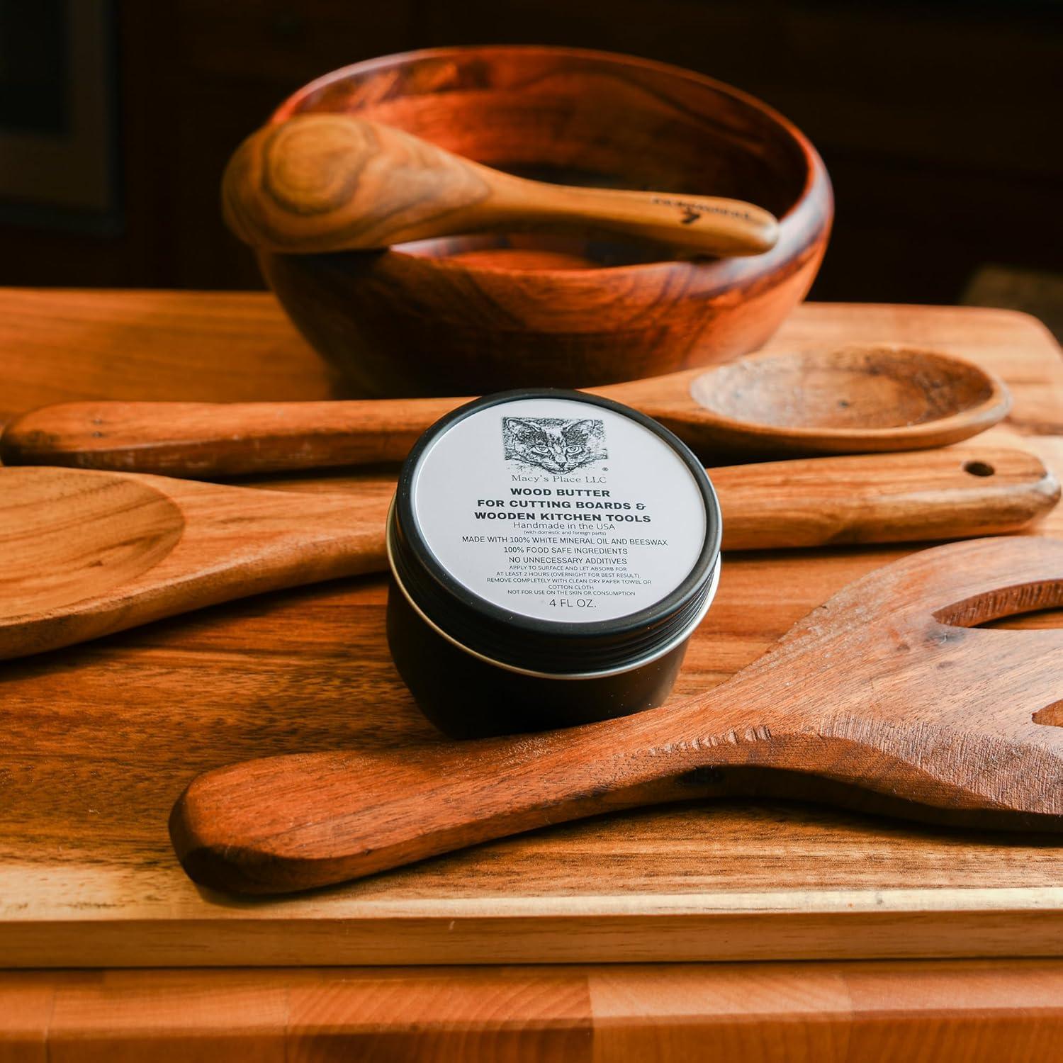Macy's Place Wood Butter for Cutting Boards and Wooden Tools - 8oz Butcher Block Butter Wax