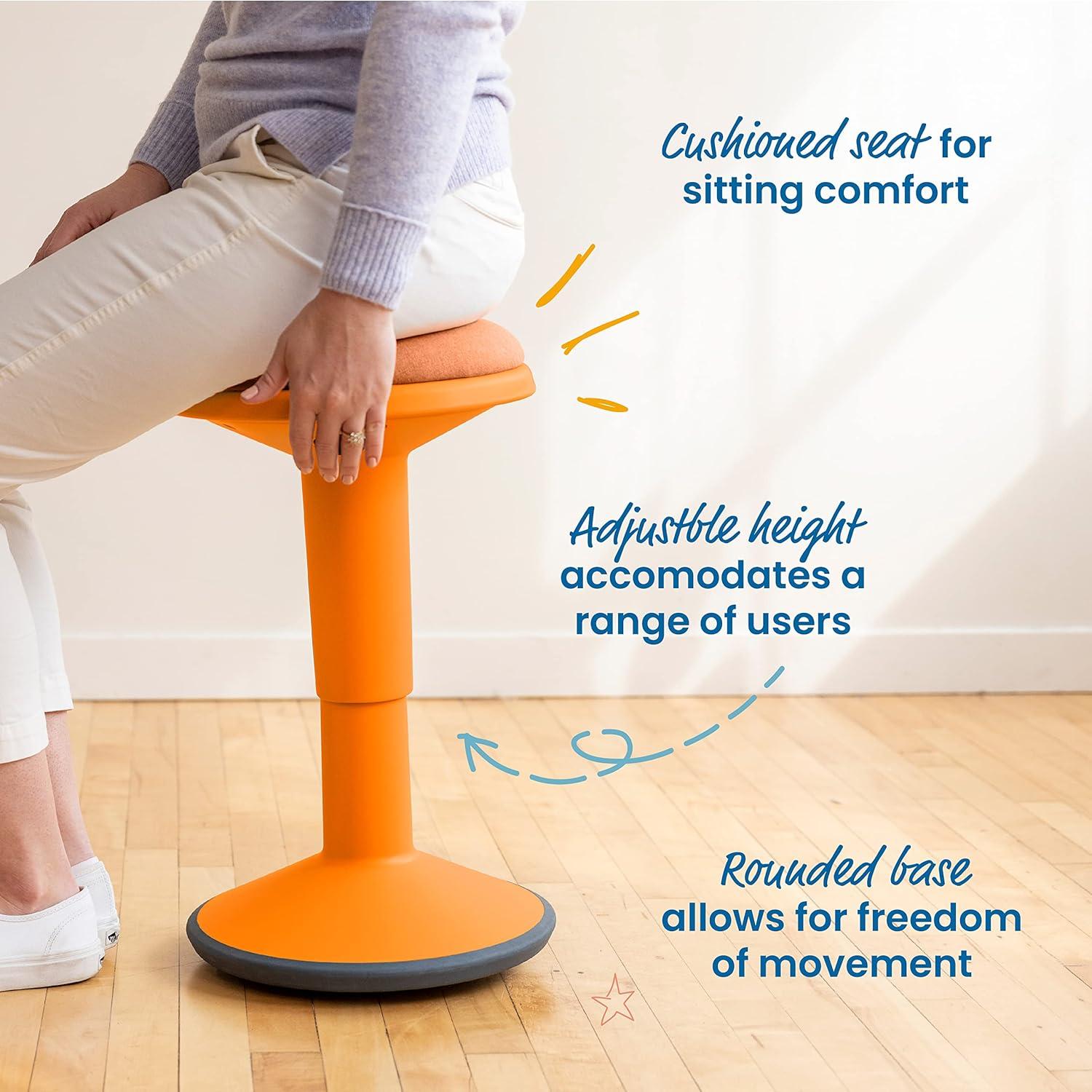 ECR4Kids ECR4Kids Sitwell Wobble Stool with Cushion, Adjustable Height, Active Seating