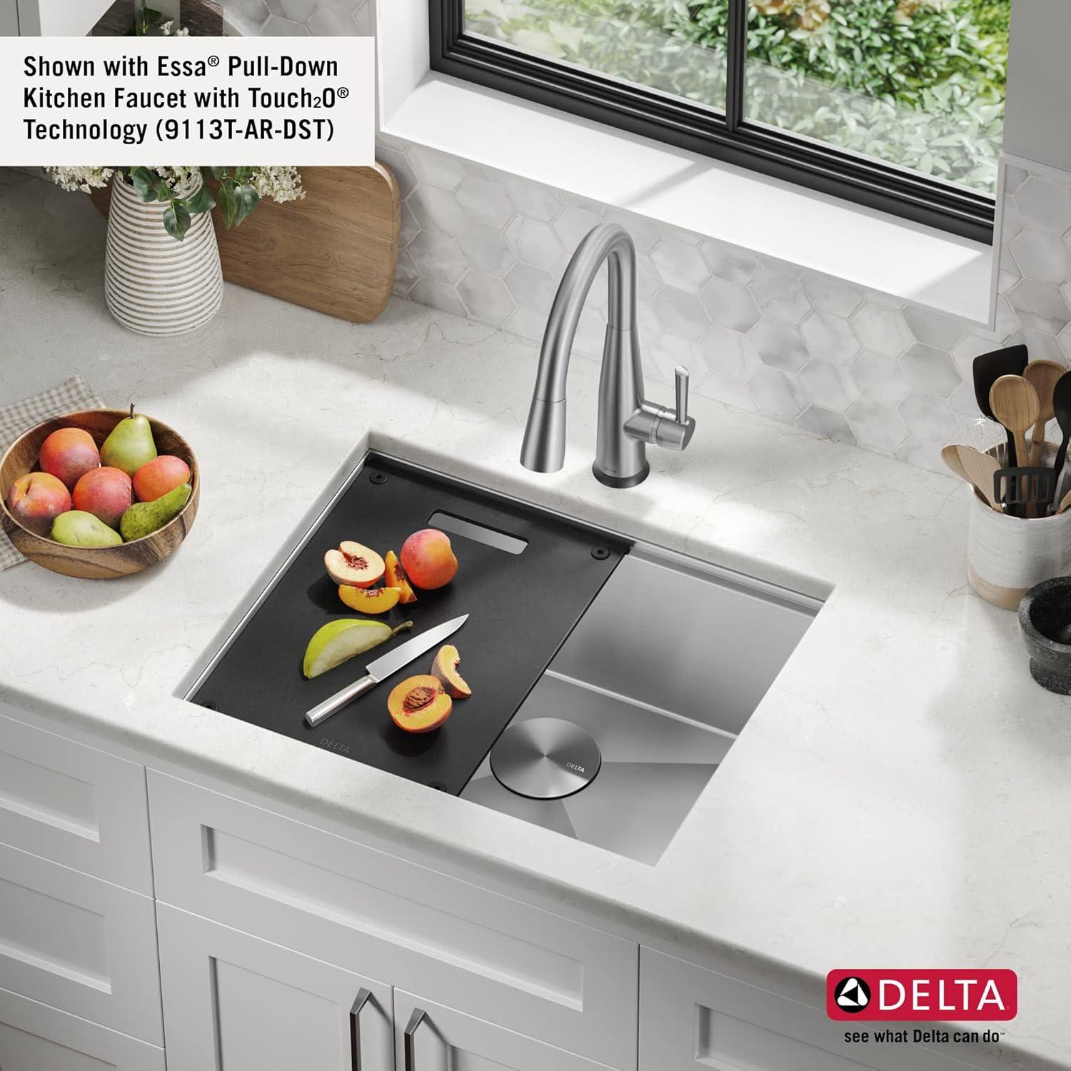 Delta Rivet™ 23" L Workstation Kitchen Sink Undermount 16 Gauge Stainless Steel Single Bowl with WorkFlow™ Ledge