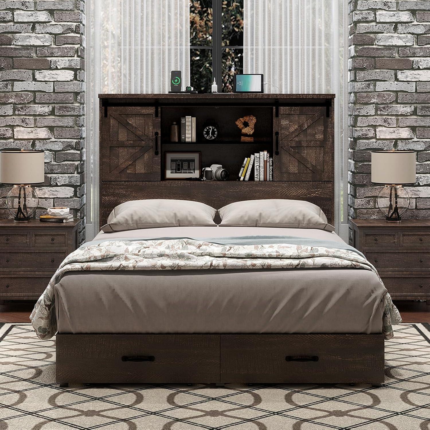 Sherell Wooden Bookcase Bed Frame