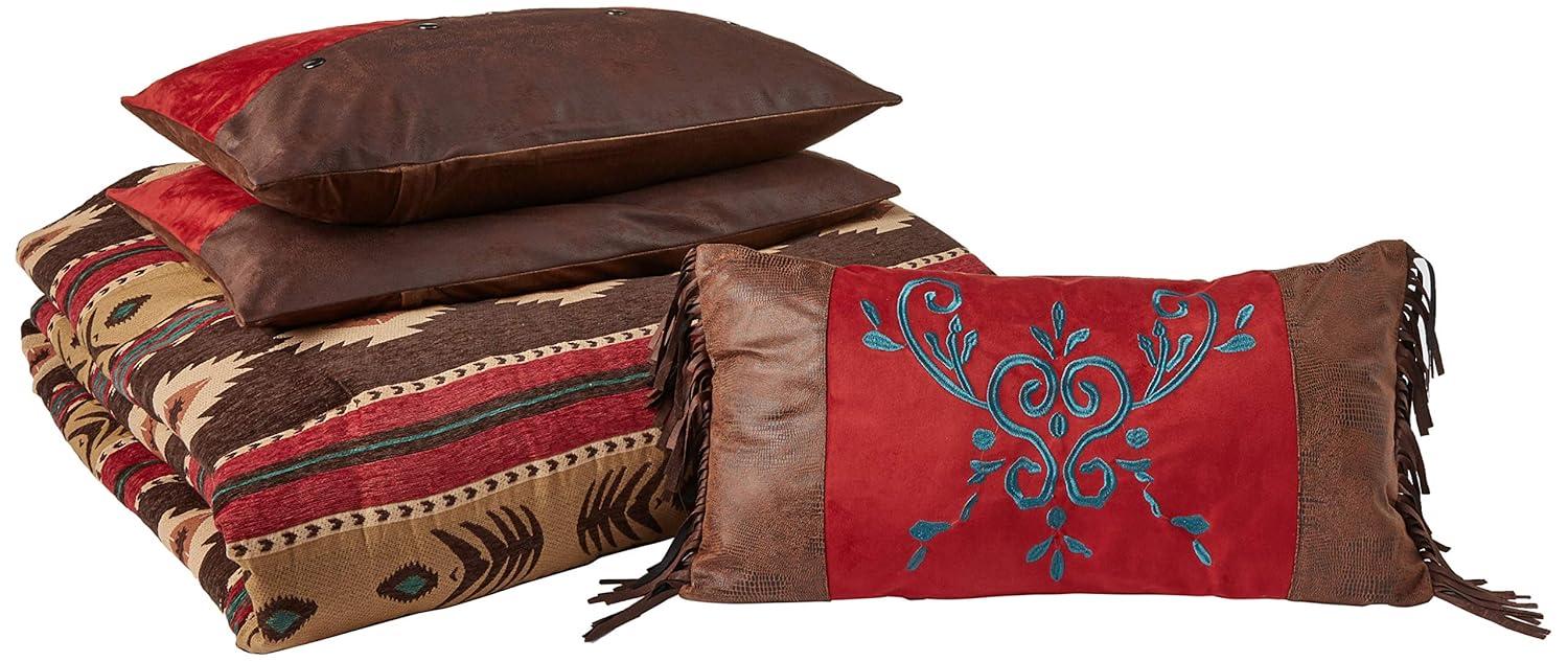 CARSTENS, INC. Woven Chenille 5-Piece Rustic Western Bedding Comforter Set, Cimarron, Full/Queen