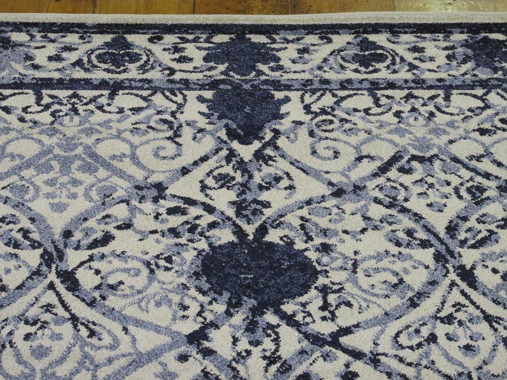 Unique Loom La Jolla Collection Area Rug - Traditional (5' 1" x 8' Rectangle Ivory and Blue/Blue)