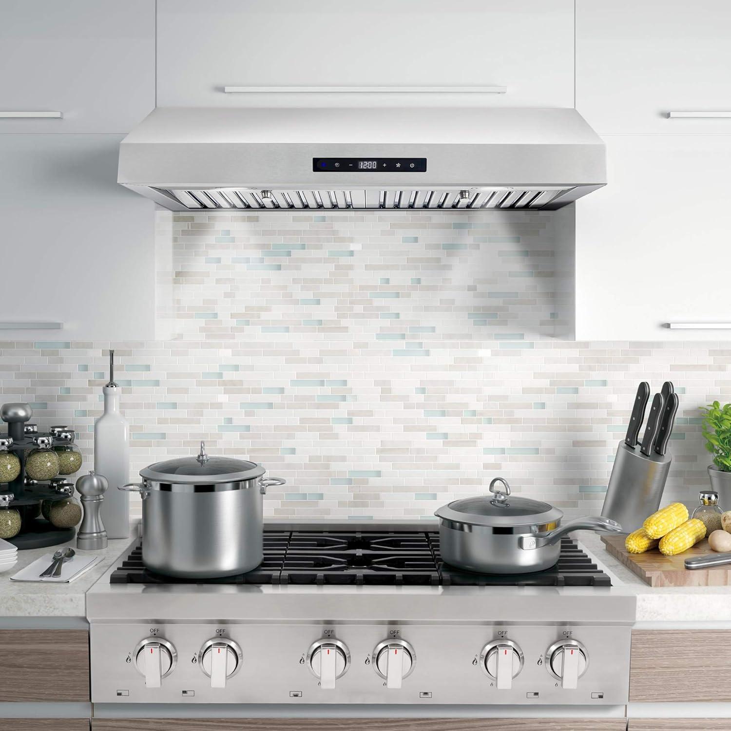 Cosmo 30 in. Under Cabinet Stainless Steel Range Hood with LED Light, 380 CFM, Permanent Filter