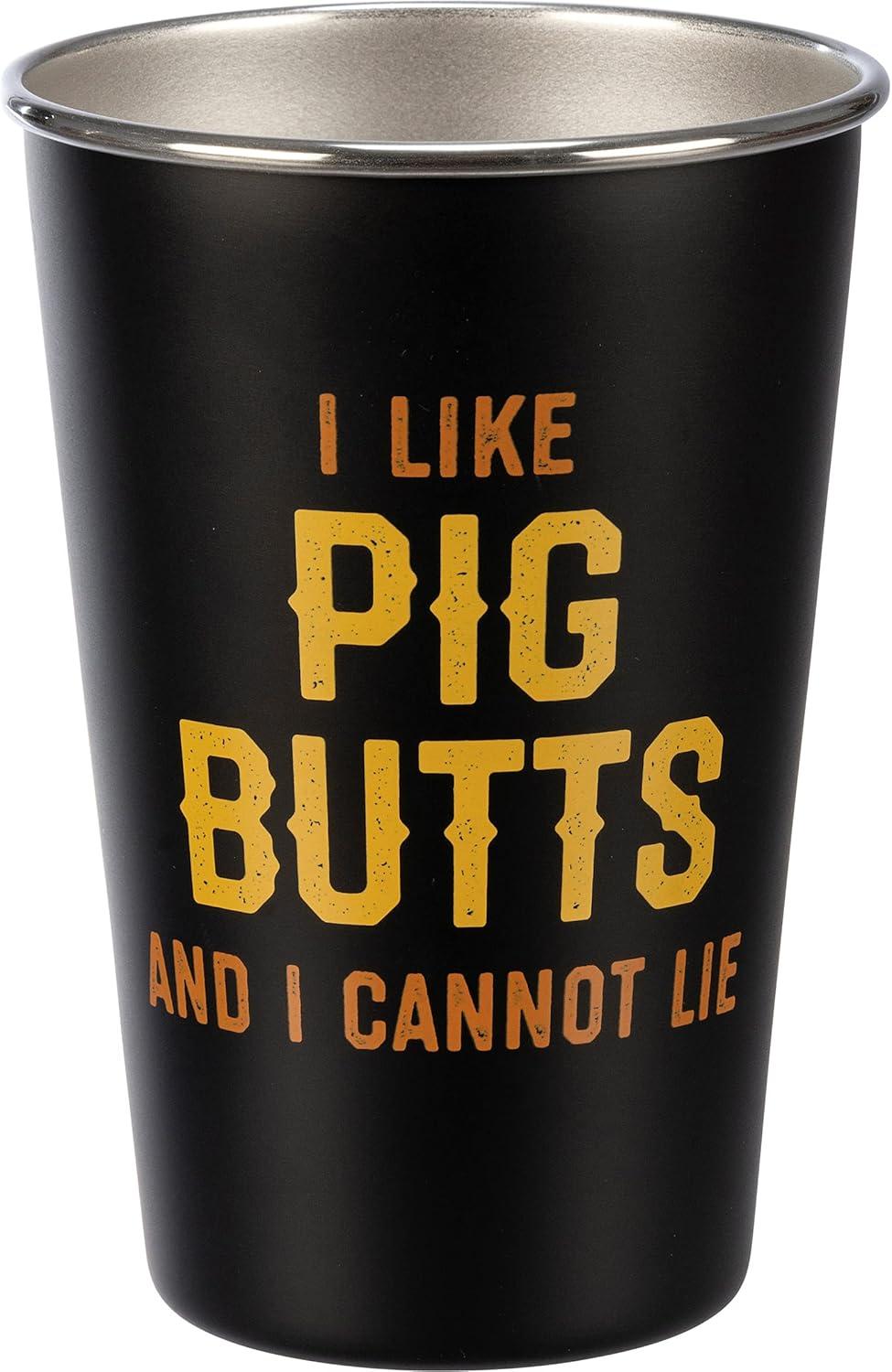 Black Stainless Steel Pint Glass with Humorous Text