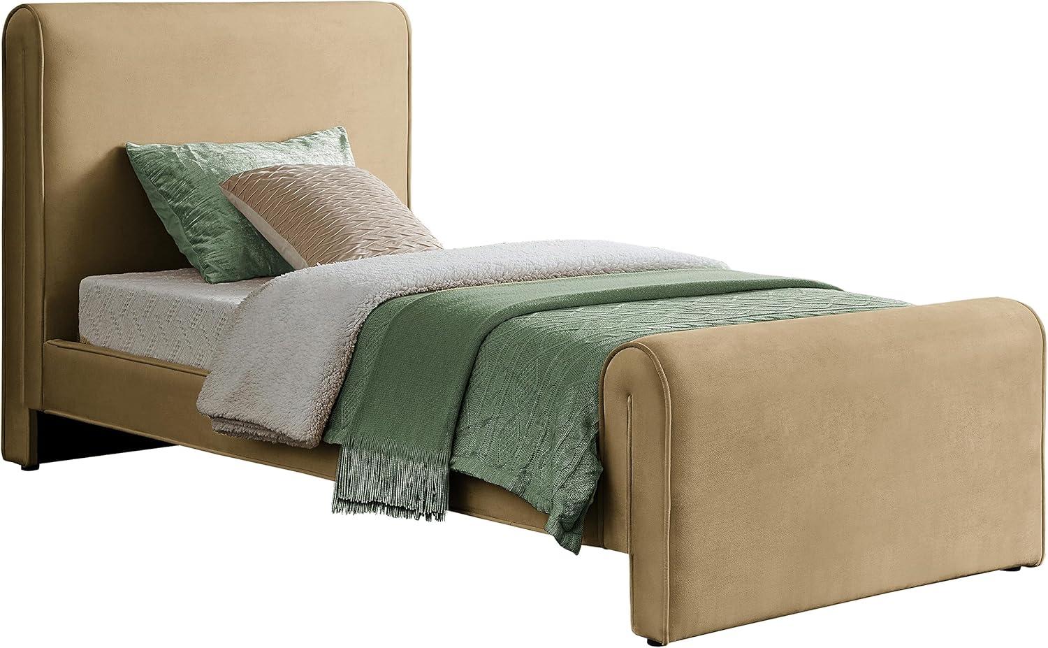 Meridian Furniture Sloan Camel Velvet Queen Bed