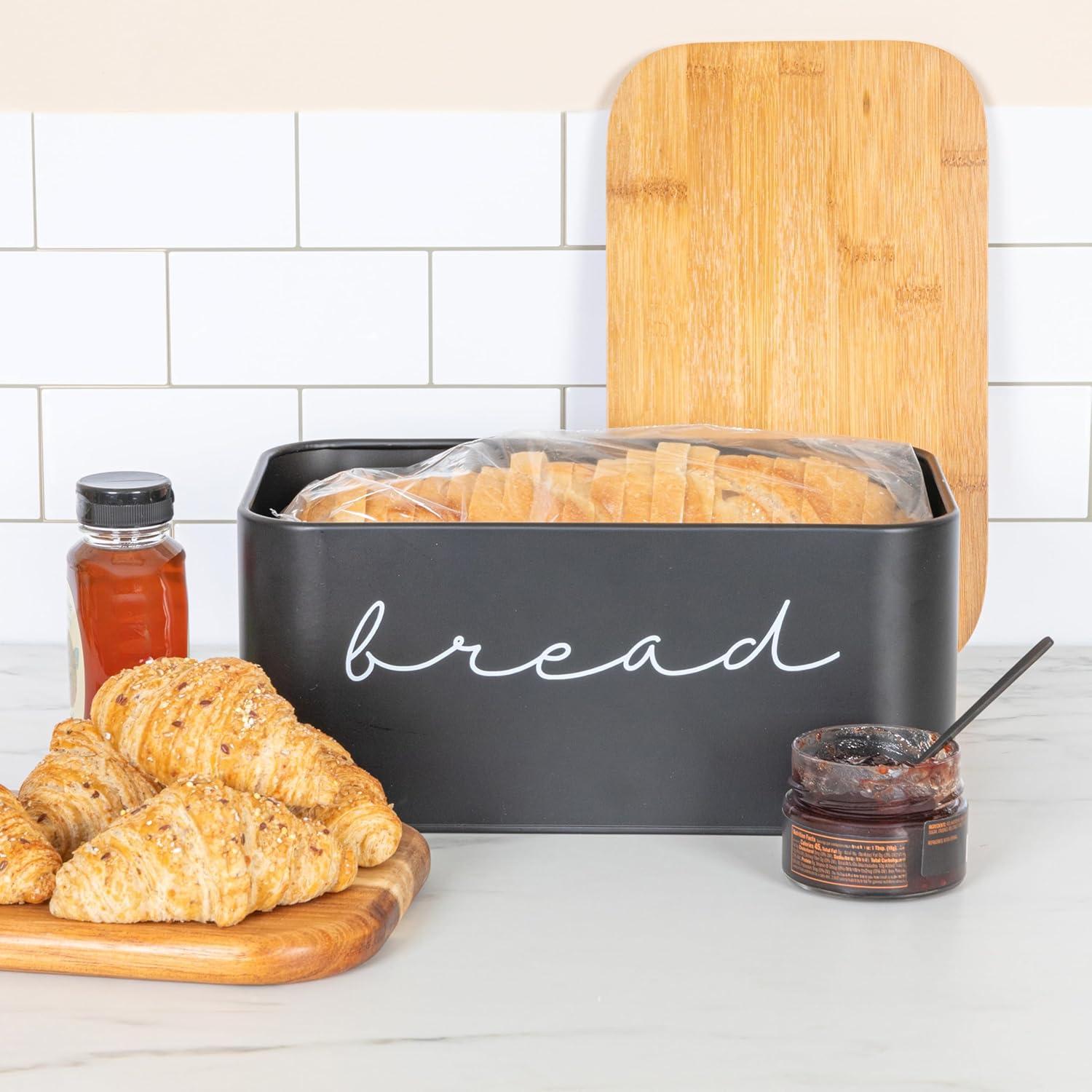 Bloomingville Metal "bread" Bin with Bamboo Lid, Black