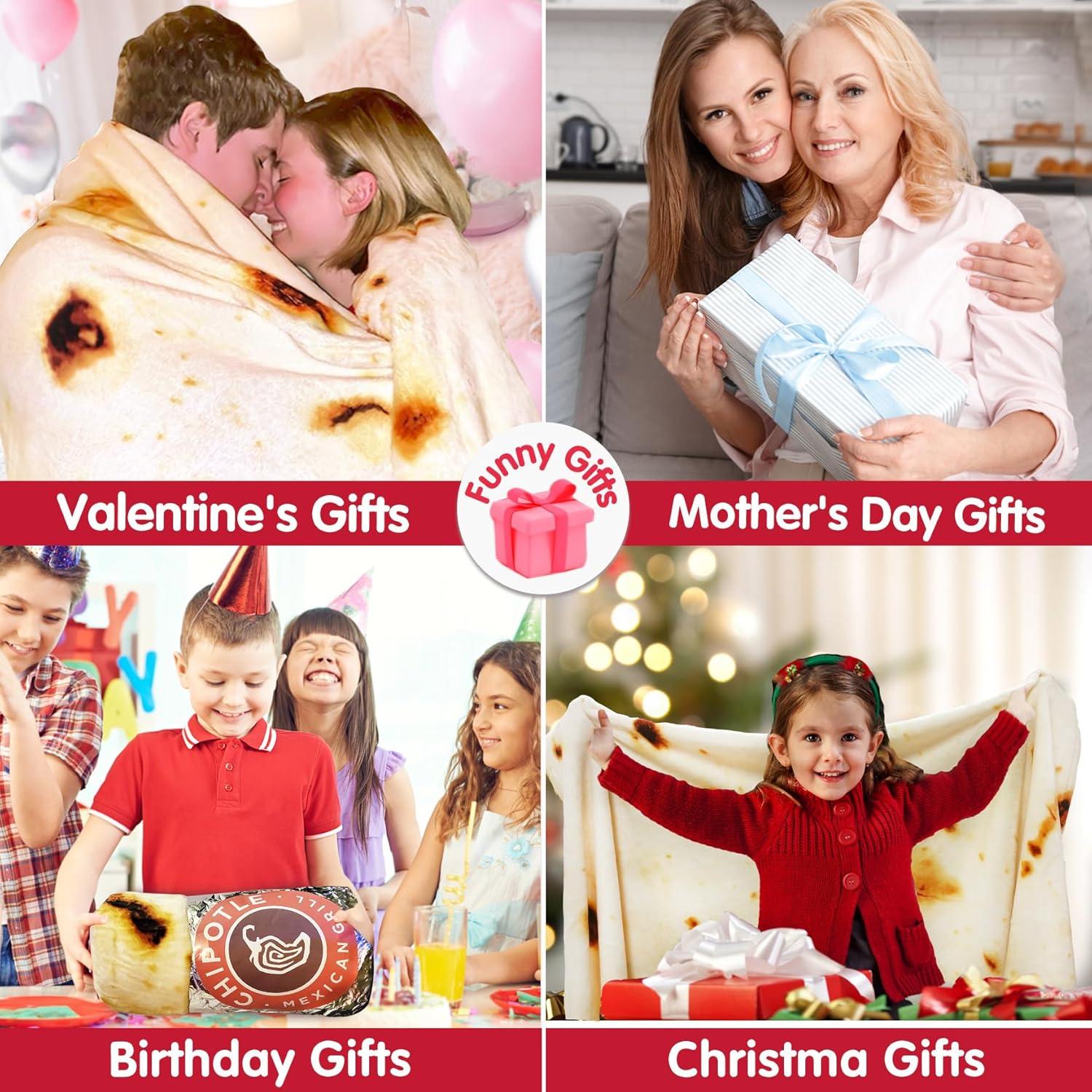 Jorbest Burritos Tortilla Throw Blanket Birthday Gifts for Adult and Kids, Giant Tortilla Food Blanket Funny Gifts for Mom Dad Women Men Teen, 285 GSM Soft Flannel Taco Blanket (Yellow, 71 inches)