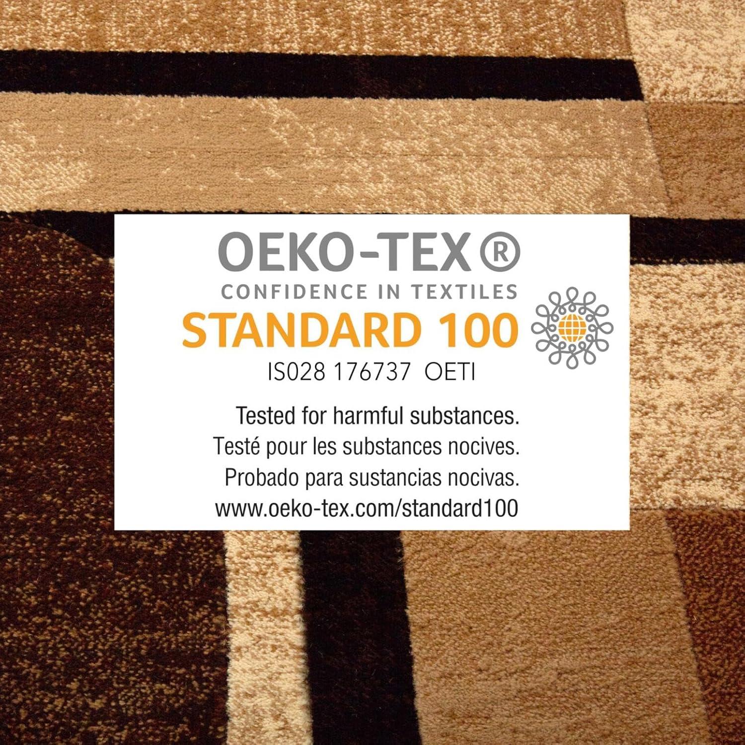 Tribeca Brown and Beige Geometric Synthetic Area Rug Set