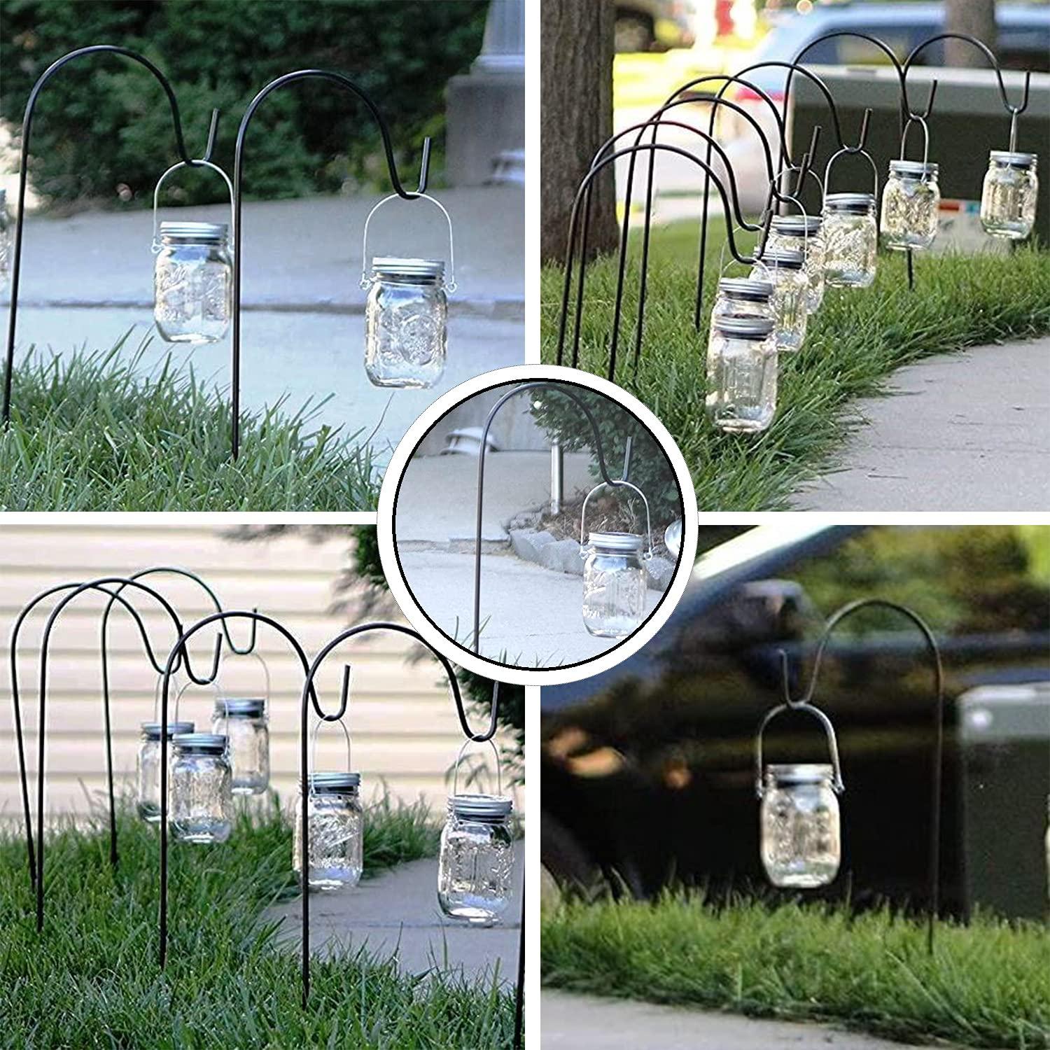 25-Inch Black Powder-Coated Steel Shepherd Hooks (8-Pack)