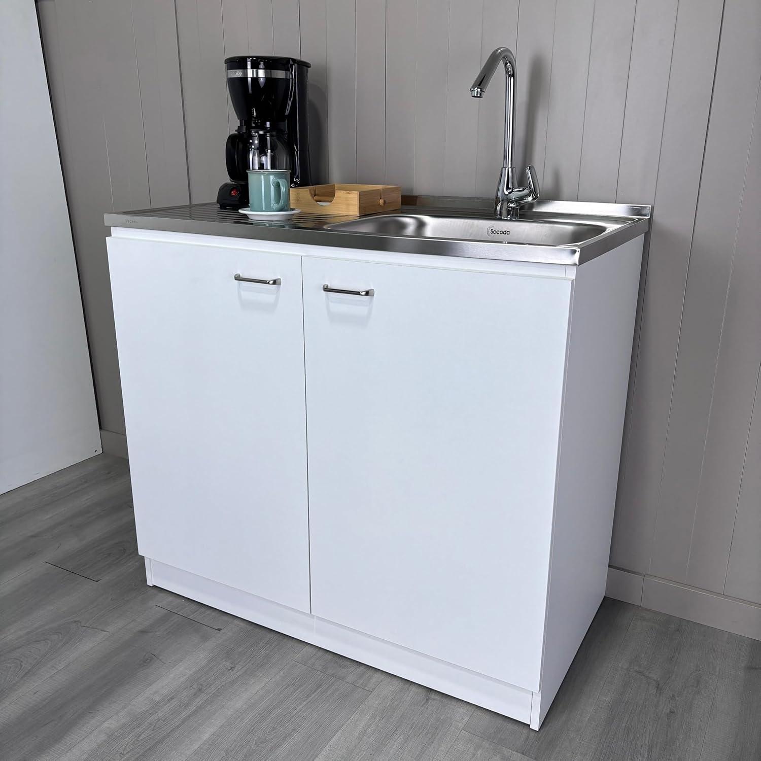 TUHOME Napoles Utility Sink Cabinet With Integrated Steel Sink