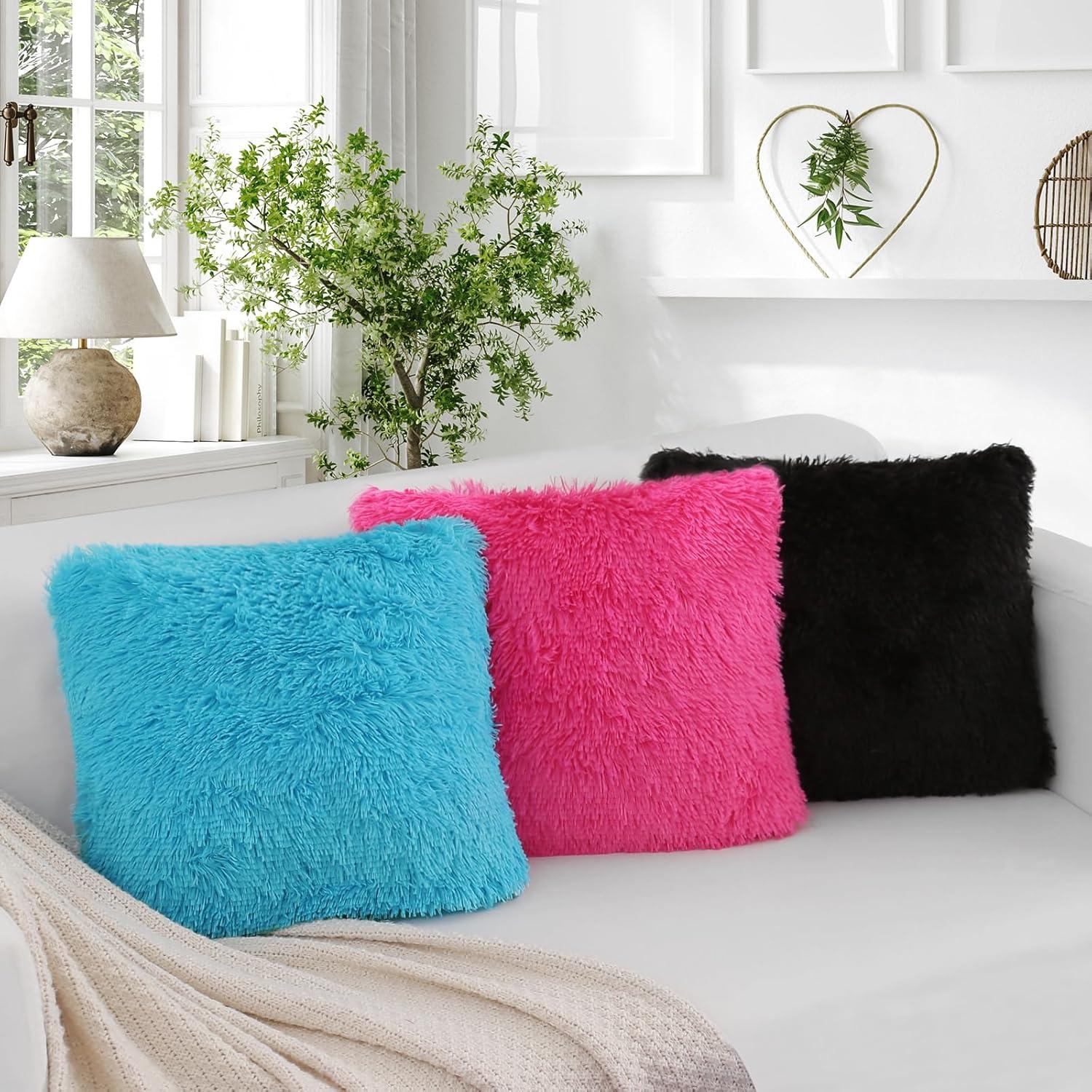 Sweet Home Collection Faux Fur Reversible Throw Pillow (Set of 2)