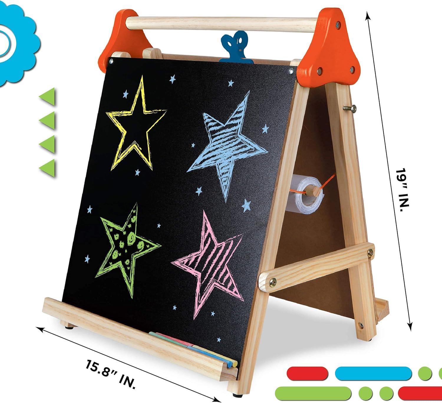 Discovery Kids Tabletop Easel 3-In-1 Art Center, with Whiteboard, Chalkboard And Paper Surfaces