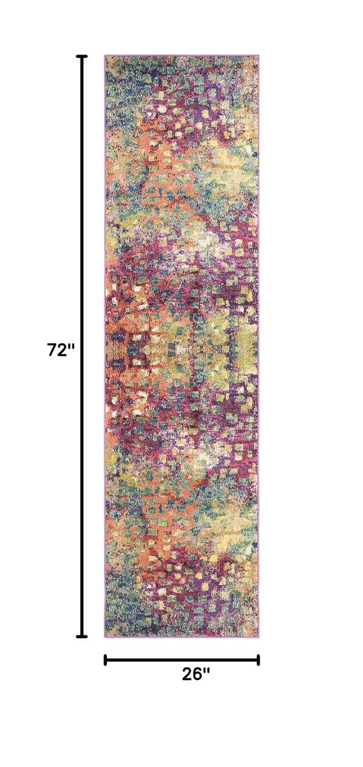 Monaco MNC225 Power Loomed Indoor Runner Rug - Pink/Multi - 2'2"x6' - Safavieh