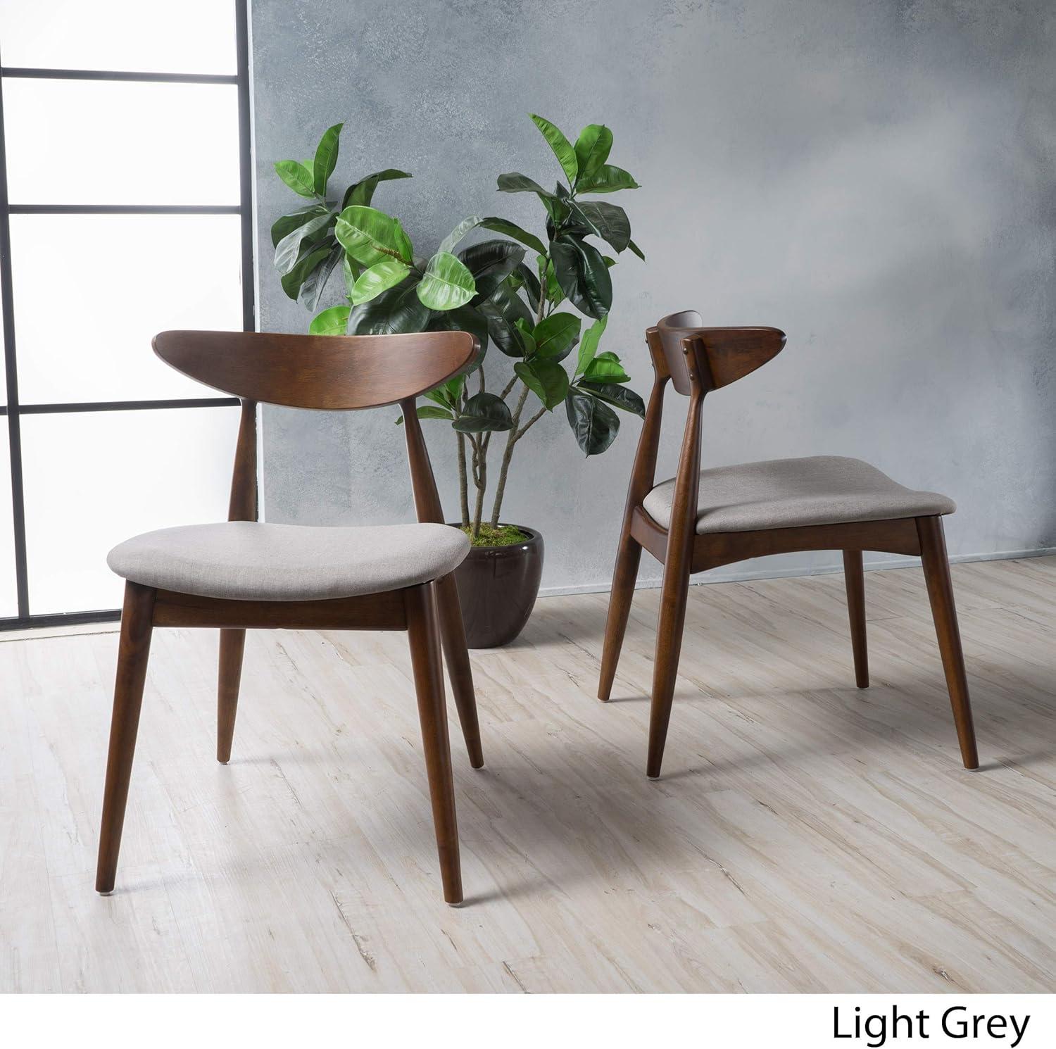 Set of 2 Barron Dining Chair Light Gray - Christopher Knight Home: Mid-Century, Upholstered, Rubberwood