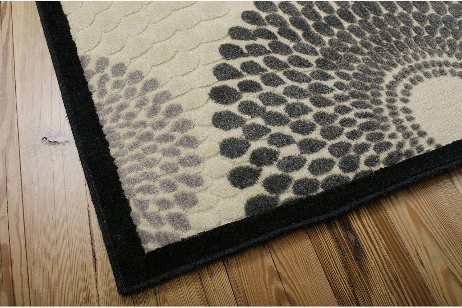 Tri-Tone Geometric Parchment 27" x 45" Synthetic Accent Rug