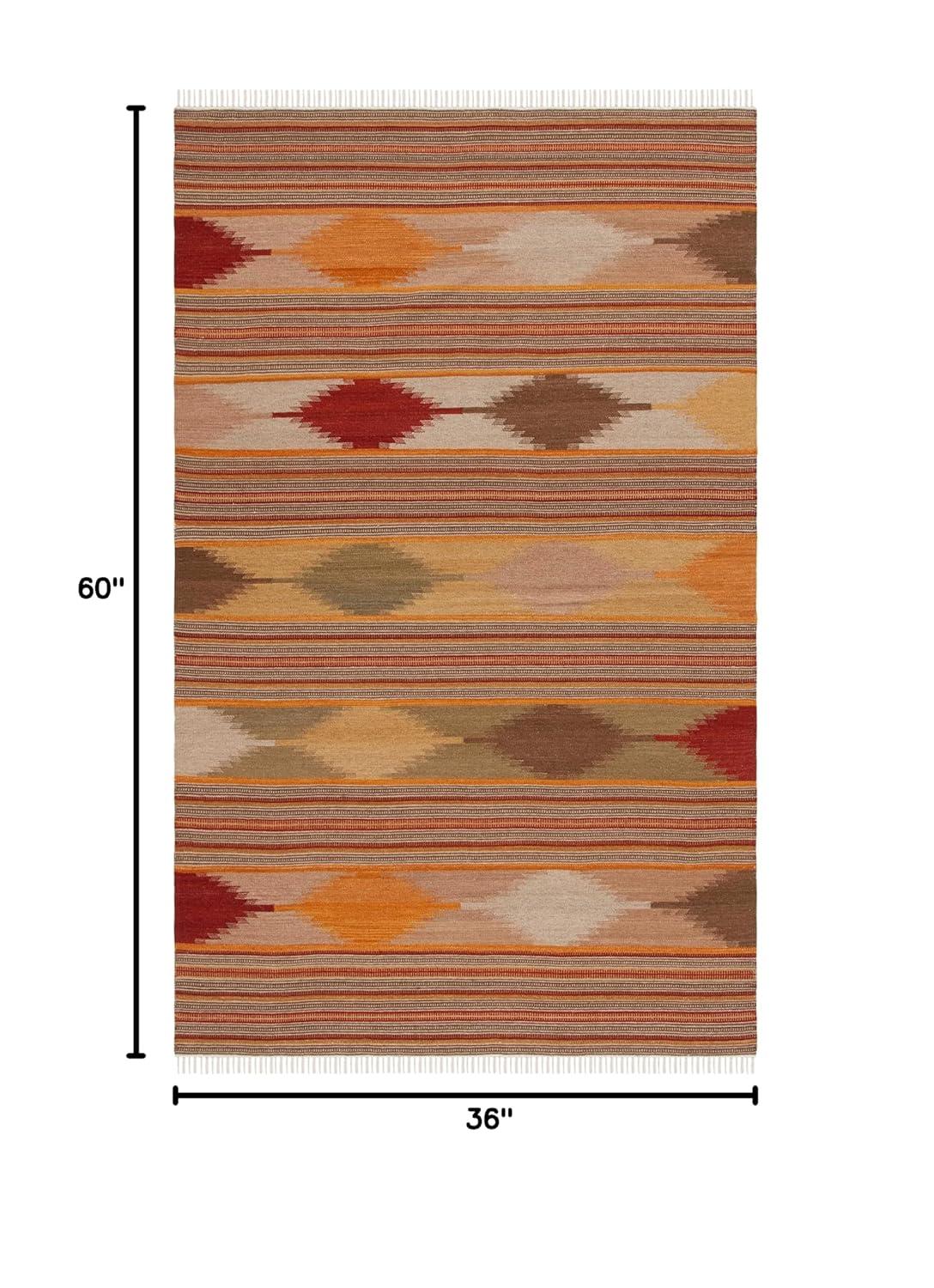 Kilim NVK175 Hand Woven Accent Rug - Natural/Multi - 3'x5' - Safavieh.