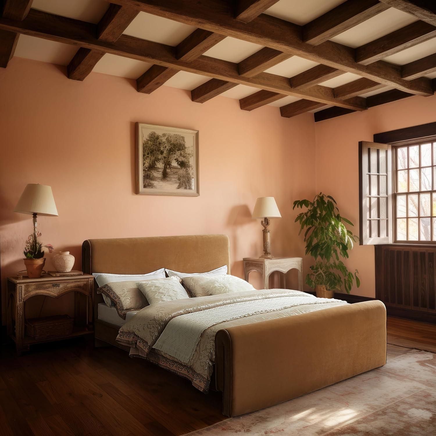 Meridian Furniture Sloan Saddle Velvet Queen Bed