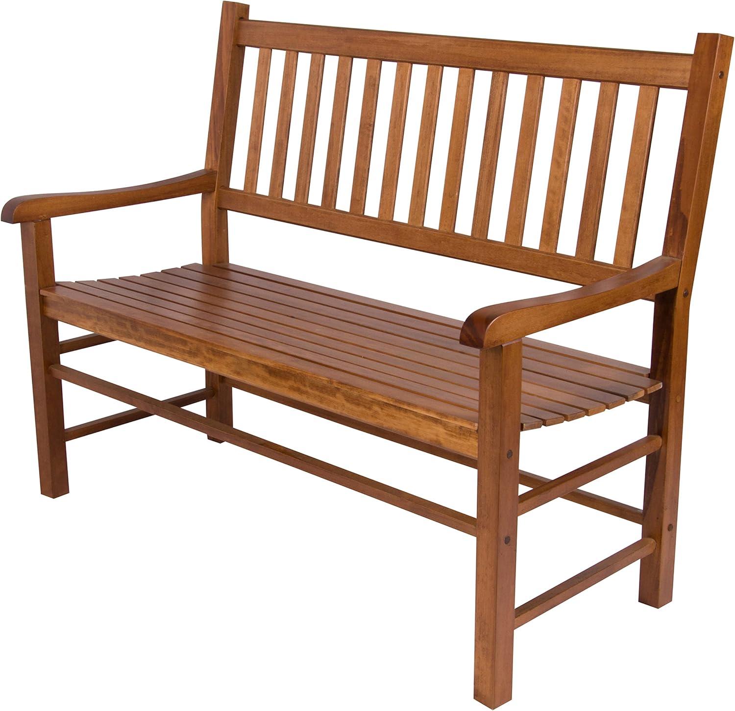 Shine Company Traditional Hardwood Patio Porch Garden Bench in Brown