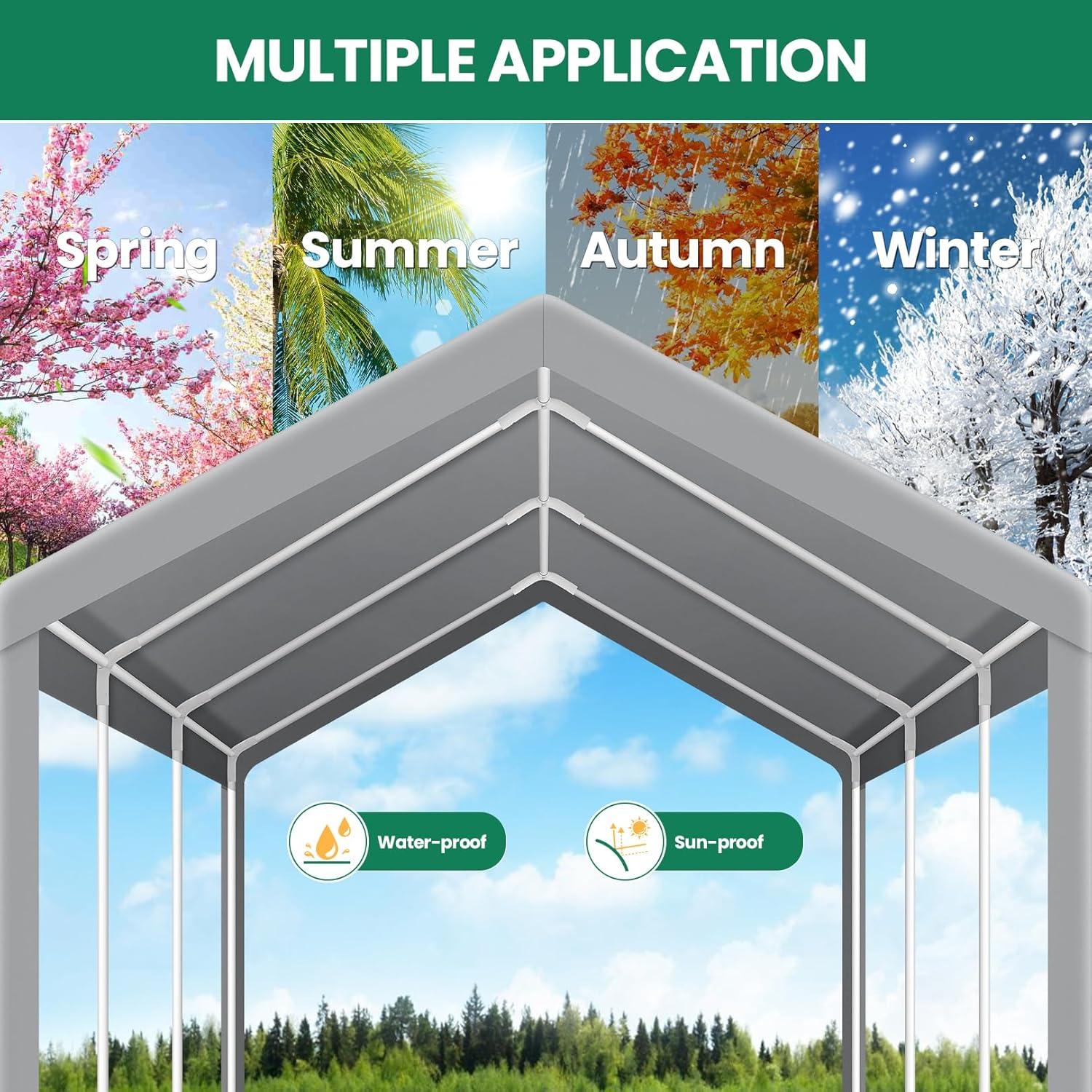 Cobizi Carport 10'x20' Heavy Duty Portable Garage, Upgraded Car Canopy