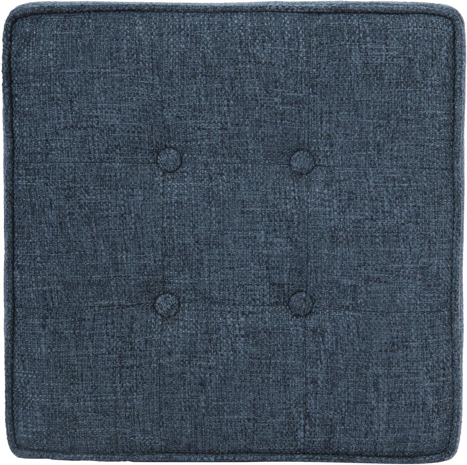 Square Tufted Storage Ottoman - Textured Navy, Small