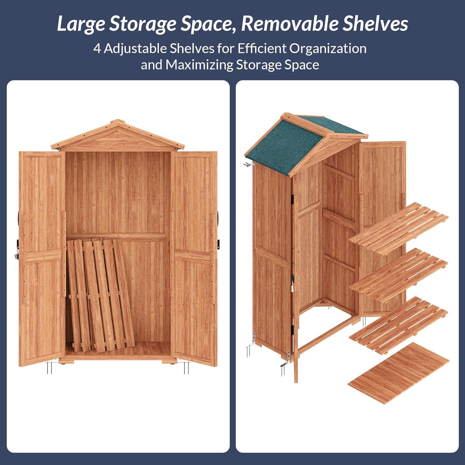 Outdoor Lockable 3 ft. W x 2 ft. D Solid Wood Vertical Storage Shed