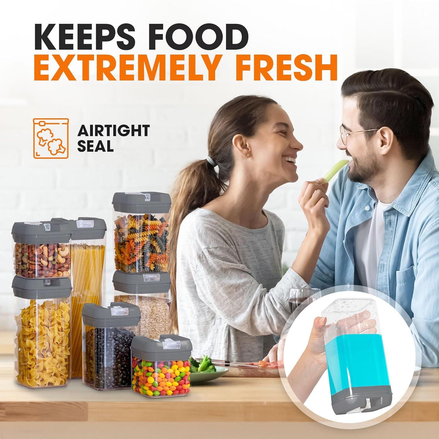 Cheer Collection Airtight Food Storage Containers, Set of 7 (Gray)