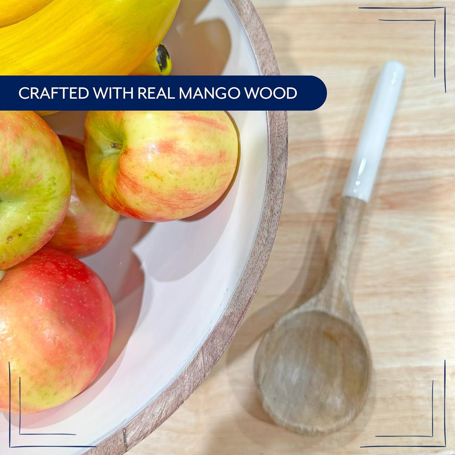 AuldHome Design Wooden Salad Bowl Set Large Serving Bowl w/ Utensils; Salad Serving Set in Mango Wood