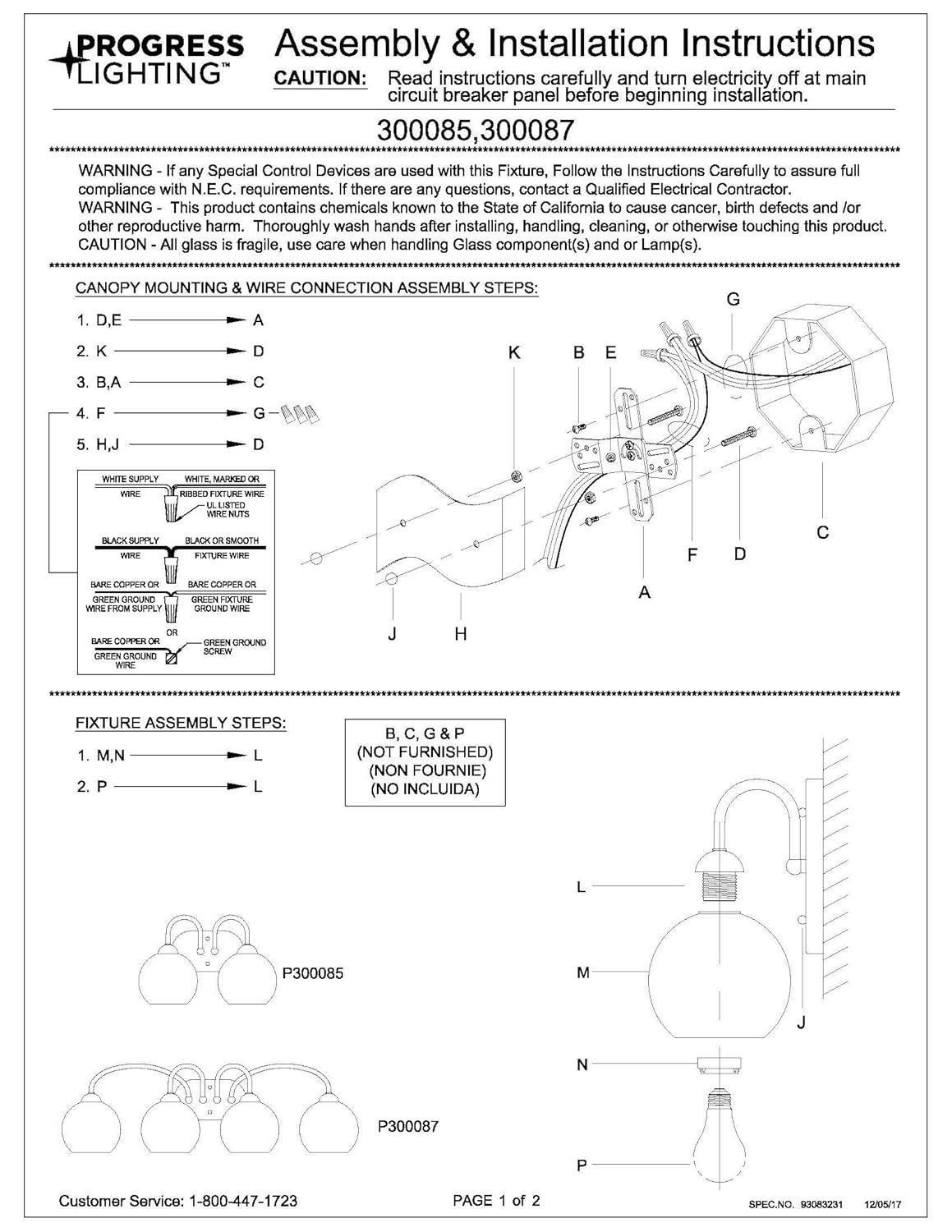 Progress Lighting Carisa 4-Light Bath Wall Light, Vintage Gold, White Glass Globes