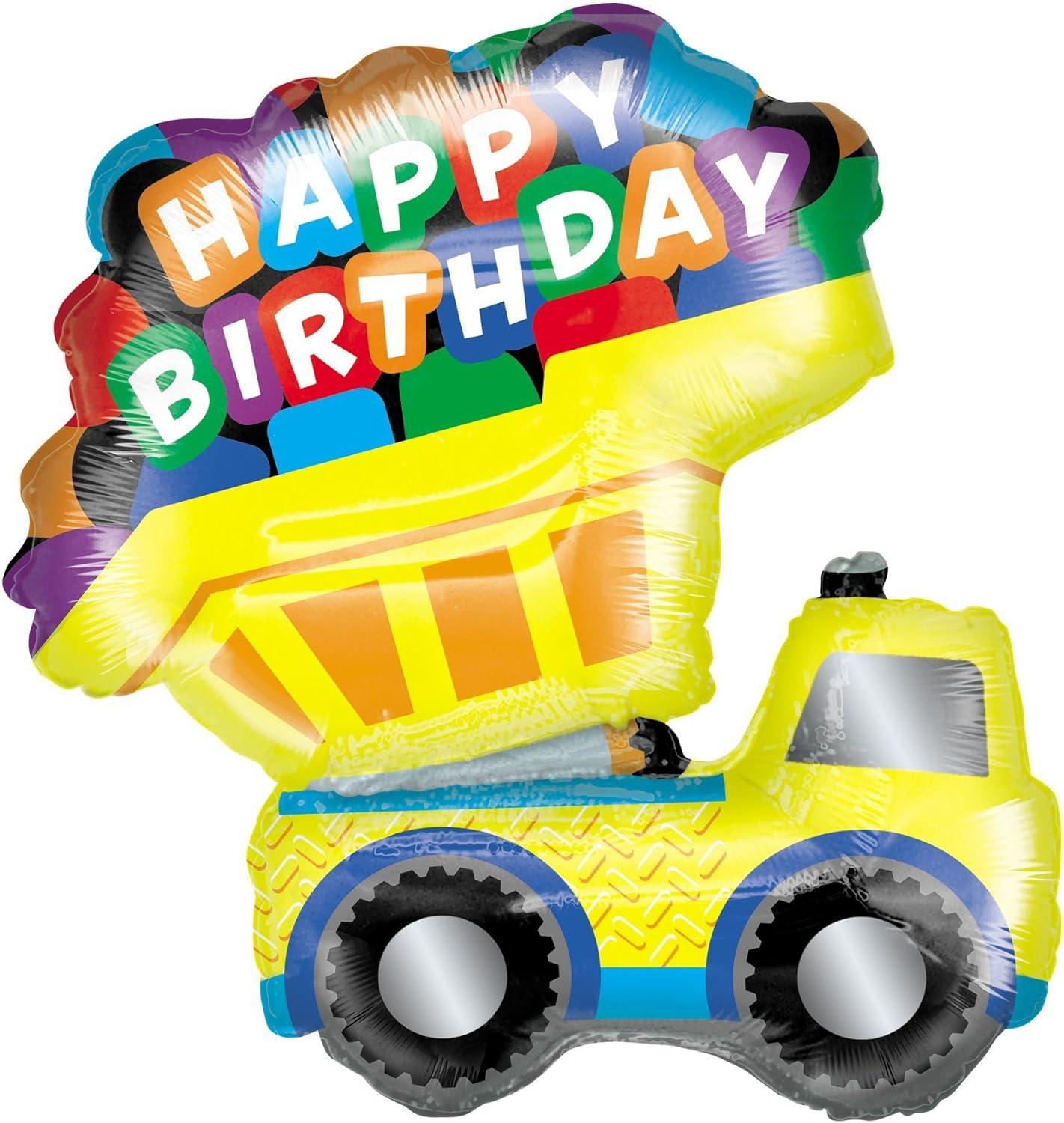 XL 33" Dump Truck Happy Birthday Super Shape Mylar Balloon Party Decoration