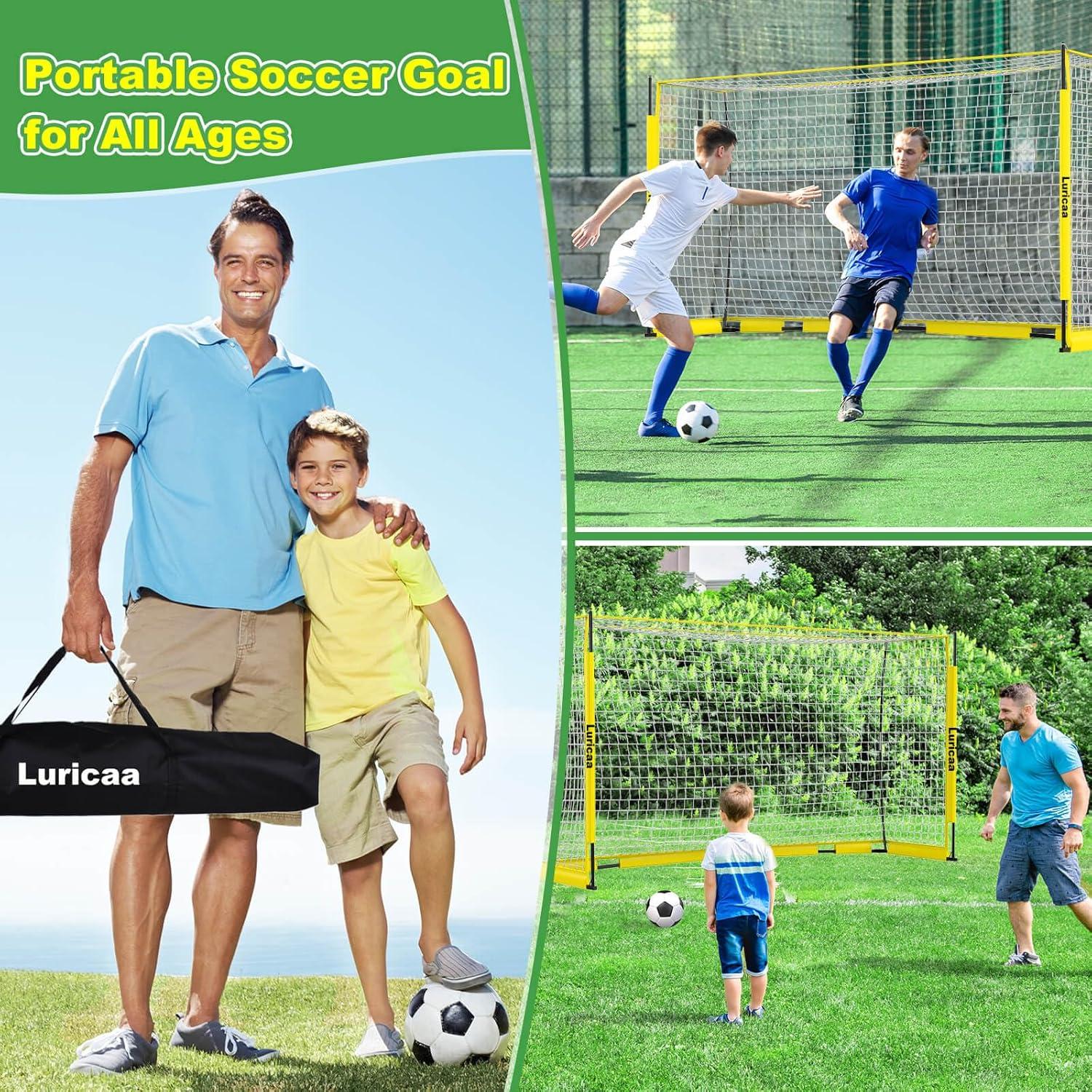 HAOKELBALL Soccer Goal with Agility Ladder and 12 Soccer Cones 12x6 ft Soccer Net for Backyard Quick Setup Portable Soccer Goals with Upgraded Goal Posts and Carry Bag