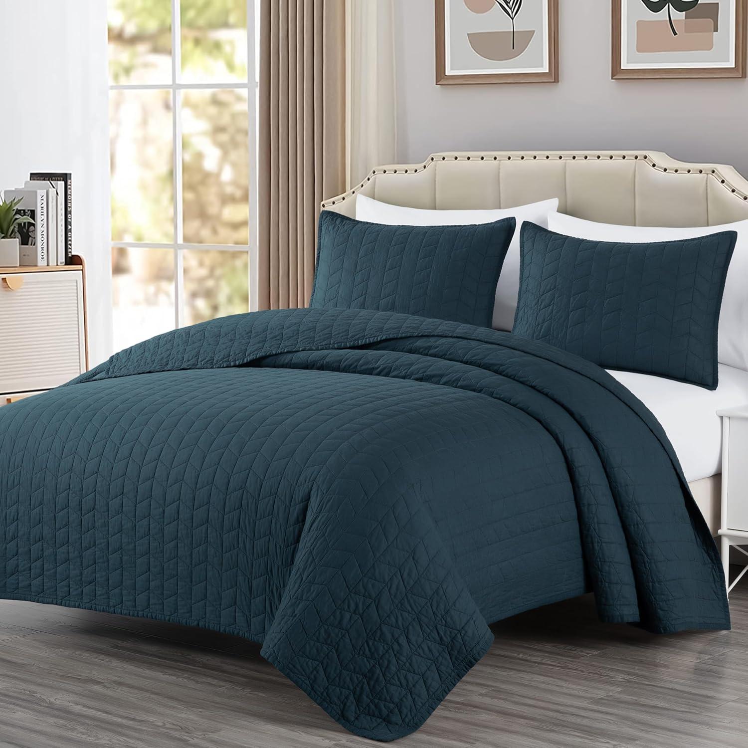 Solid Color Embroidery Stitching Cotton Quilt Sets Cotton Quilt Set