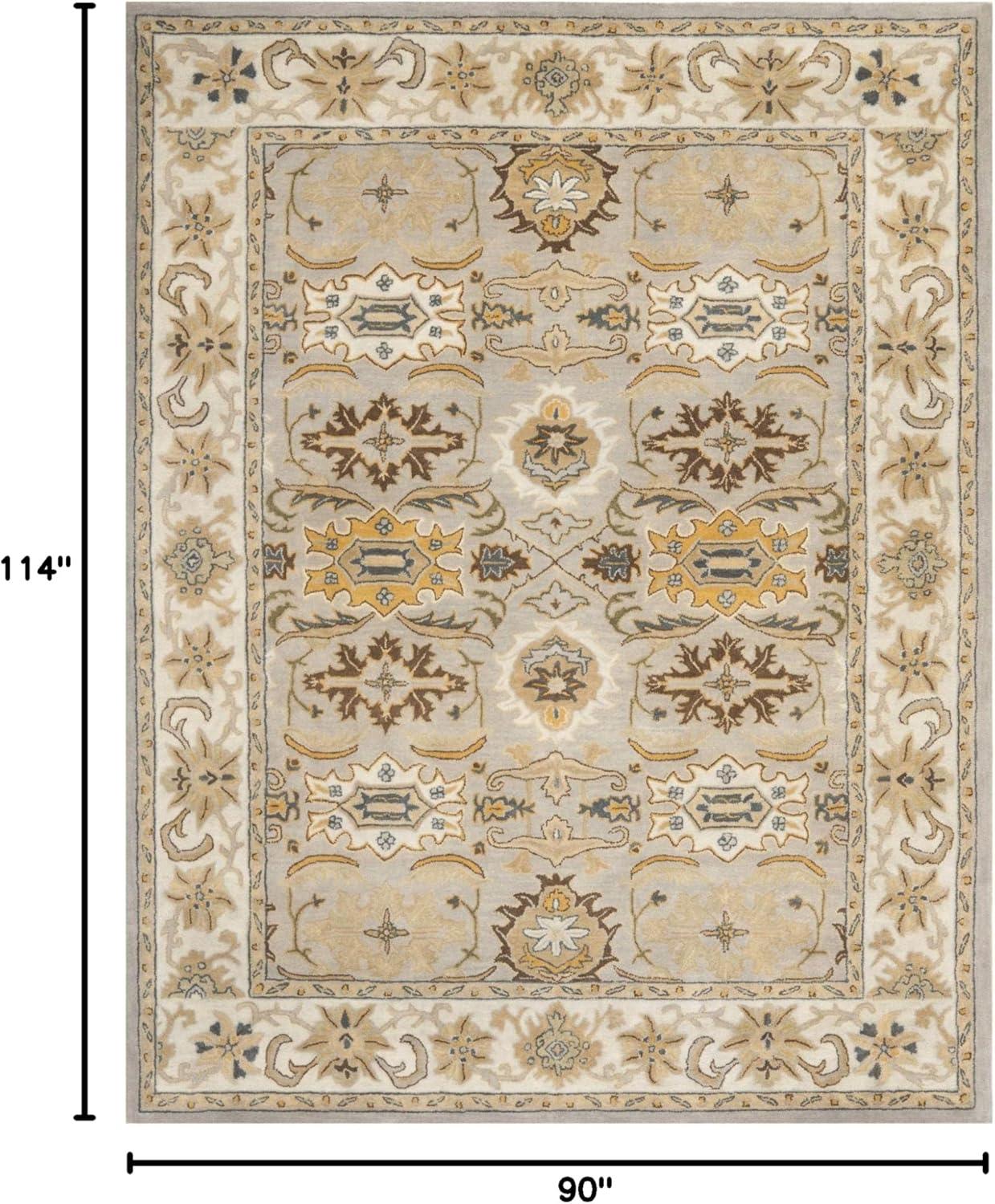 SAFAVIEH Heritage Giles Traditional Wool Area Rug, Light Grey/Grey, 7'6" x 9'6"