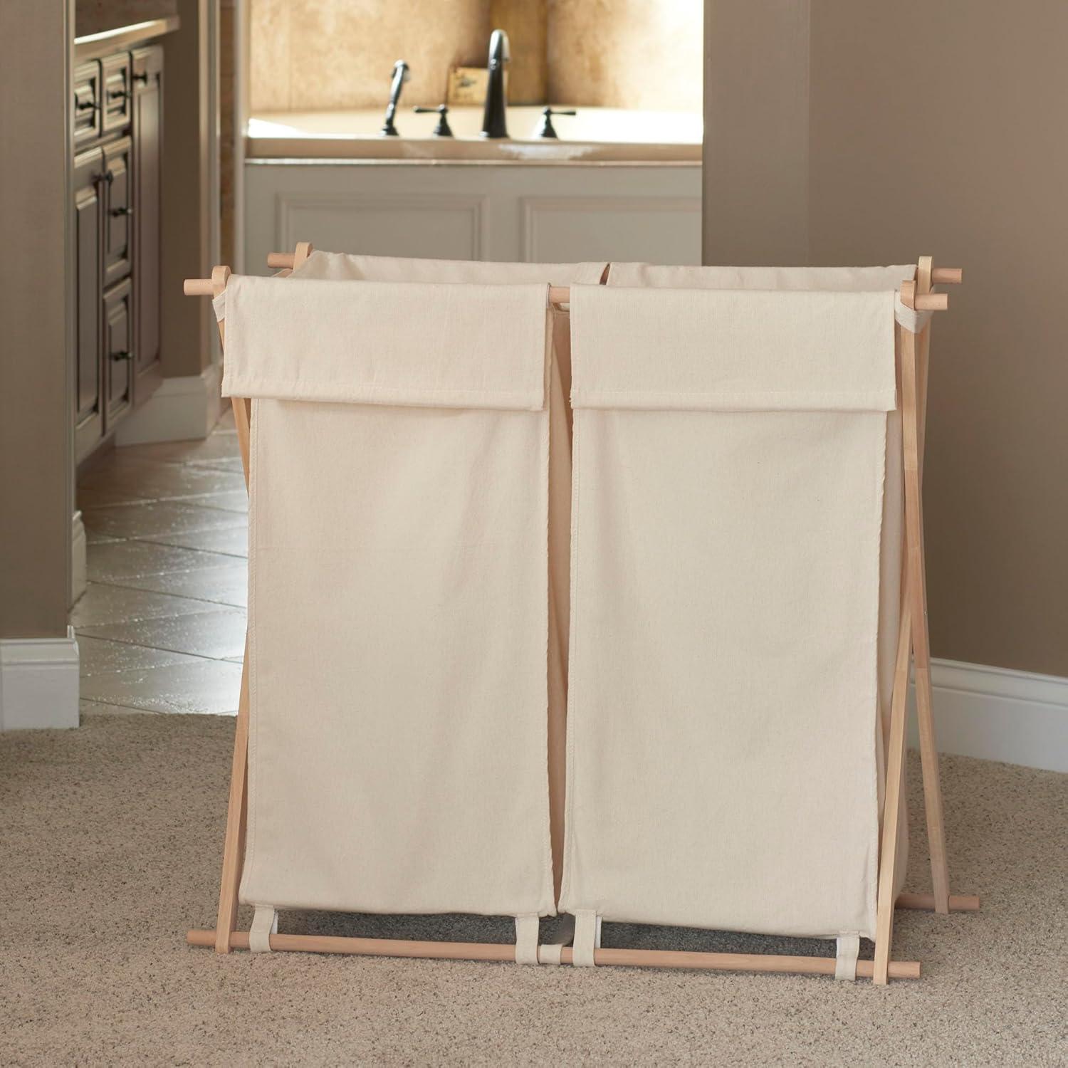 X-Frame Bamboo Hamper, Washable Liner and Bamboo Frame, Natural